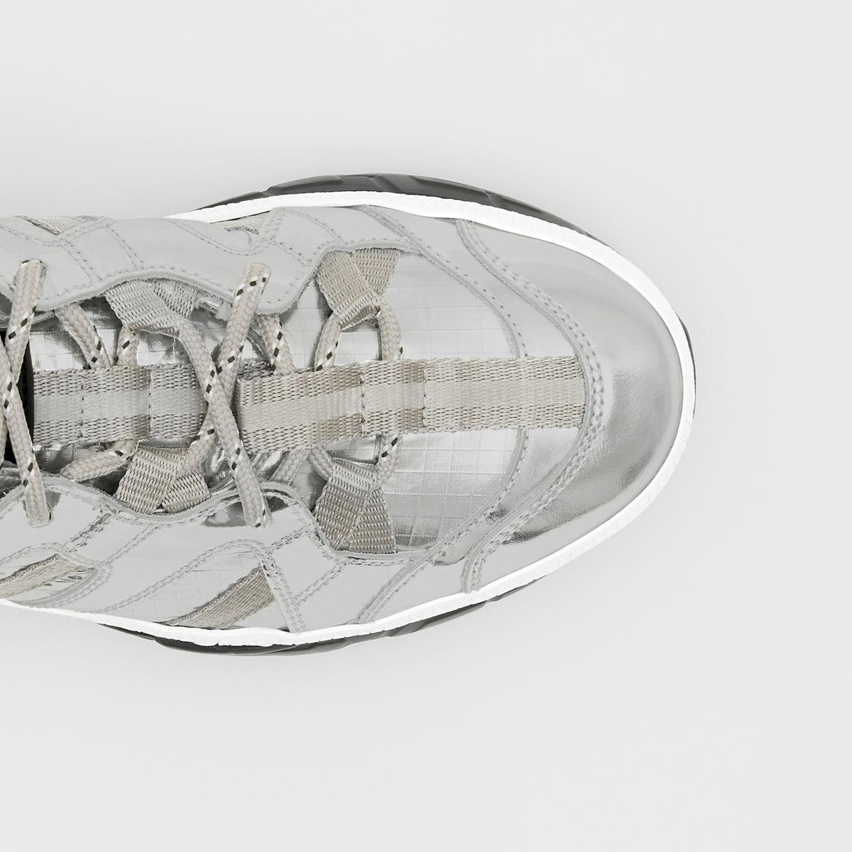 burberry metallic leather and nylon union sneakers