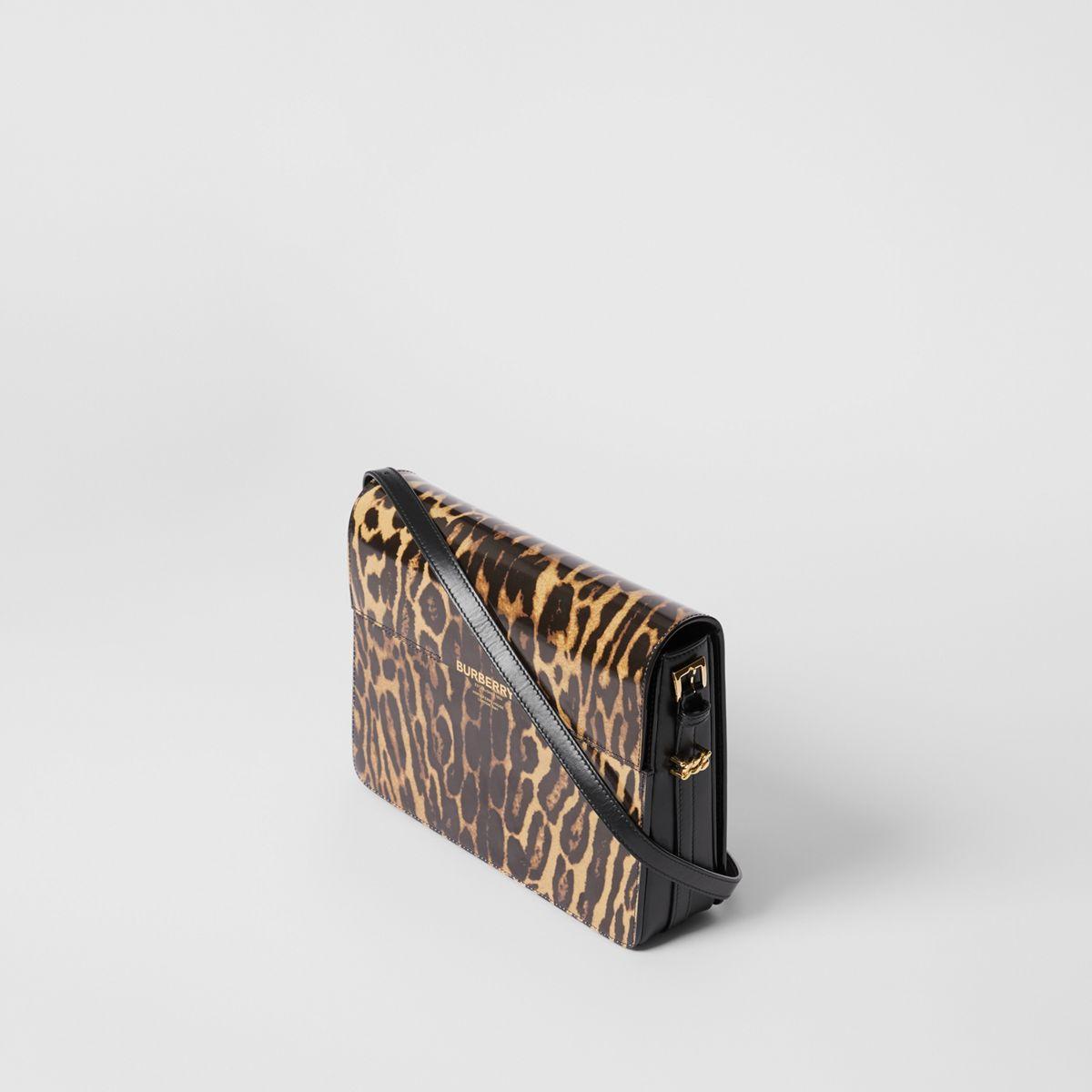 Burberry Large Leopard Print Leather Grace Bag | Lyst