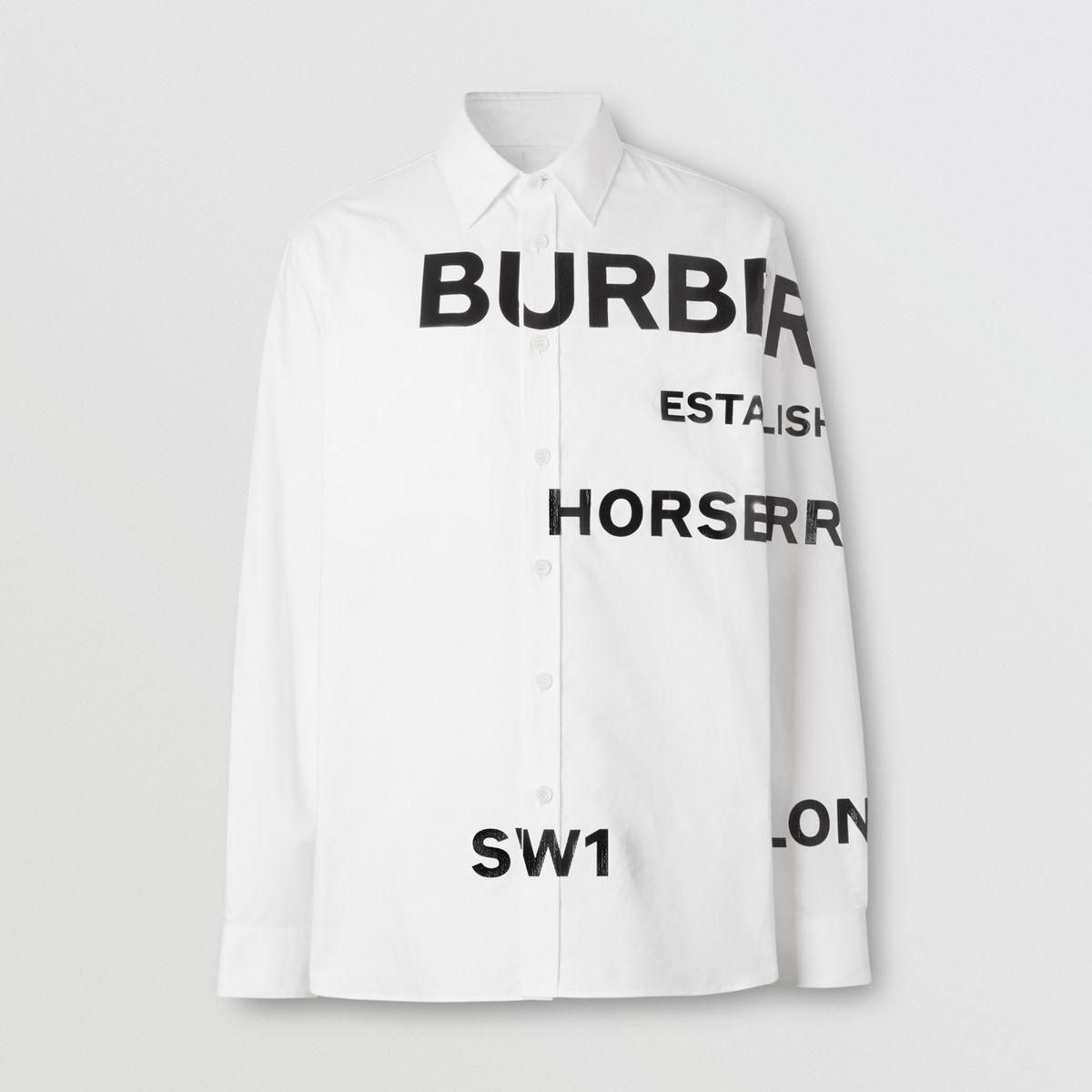 Burberry Horseferry Print Oversized Shirt in White for Men | Lyst
