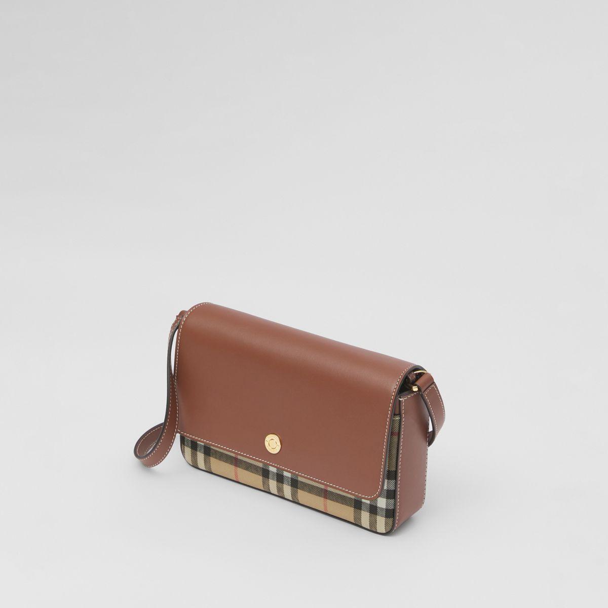 Burberry Vintage Check And Leather Mini Note Bag in Brown | Lyst