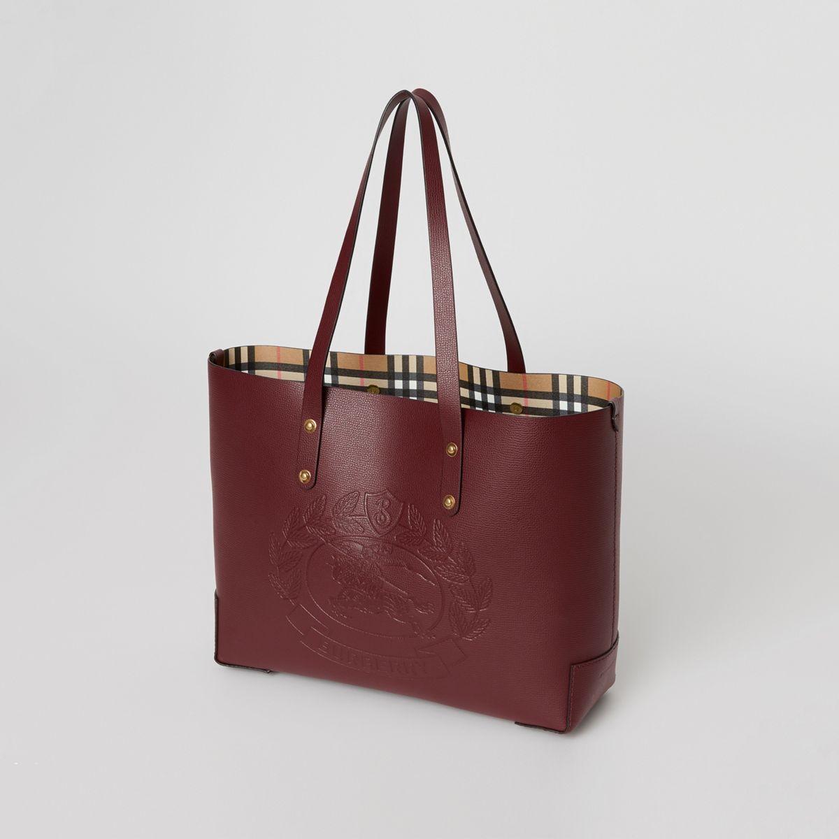Burberry Small Embossed Crest Leather Tote - Lyst