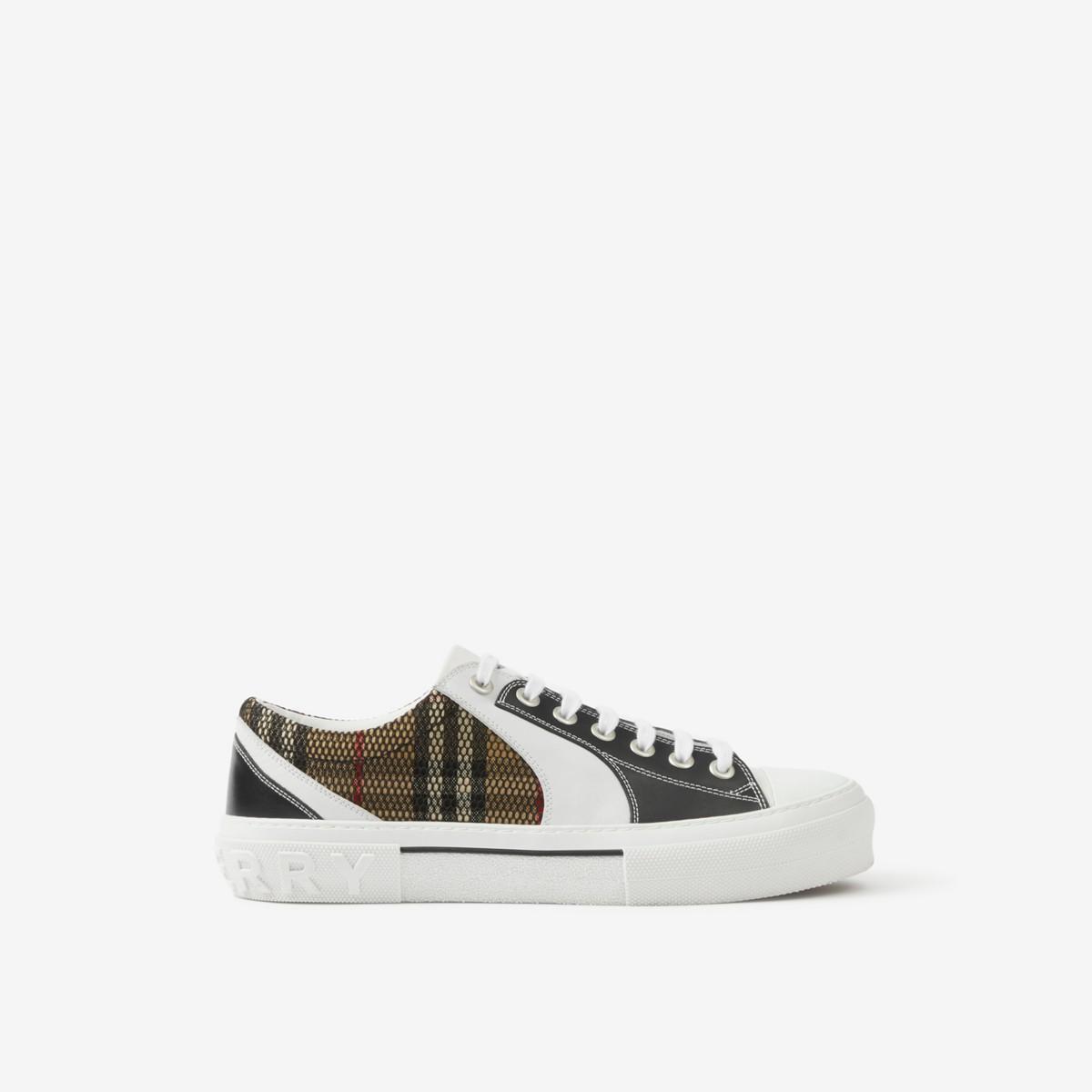 Burberry Vintage Check Cotton, Mesh And Leather Sneakers for Men | Lyst