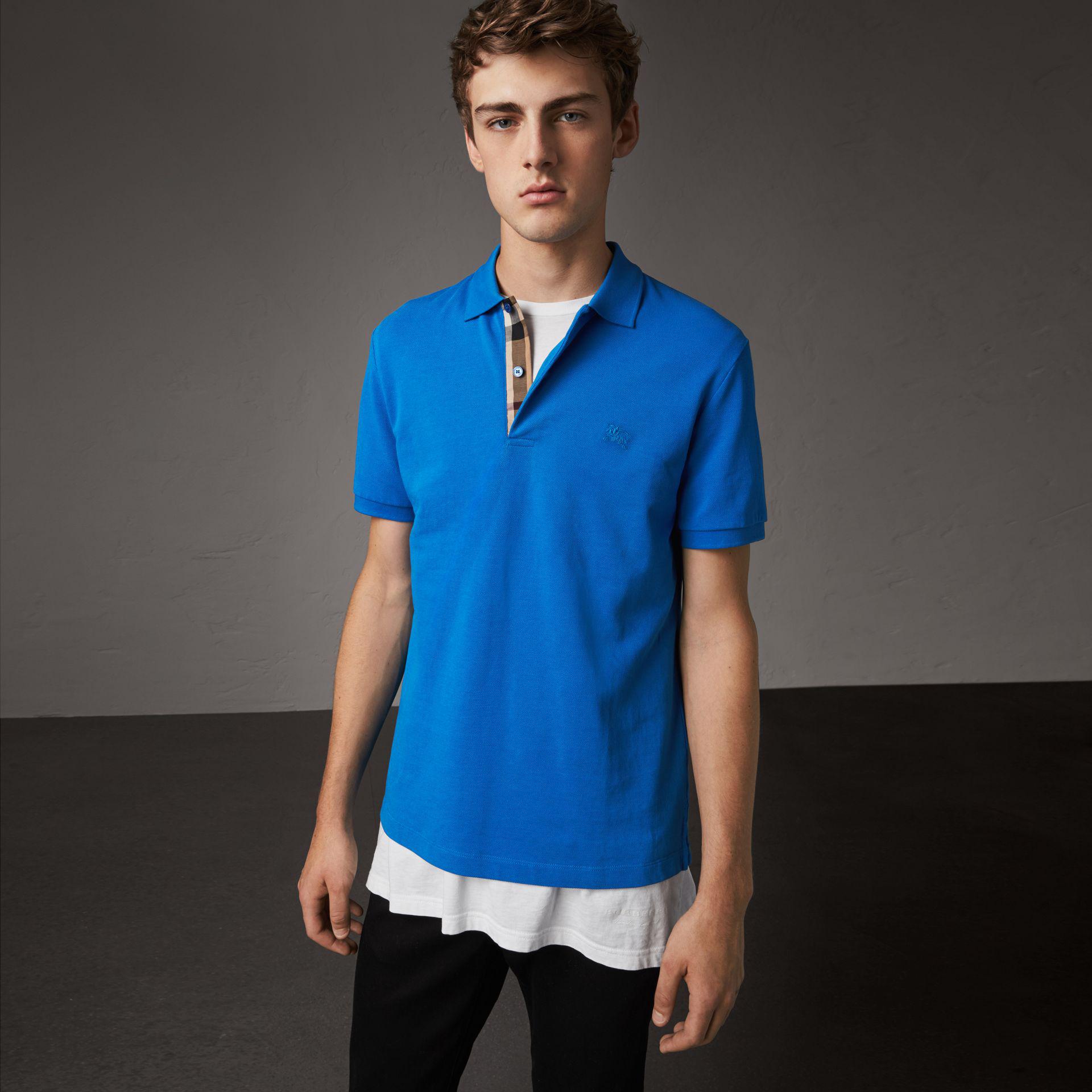 check placket cotton polo shirt