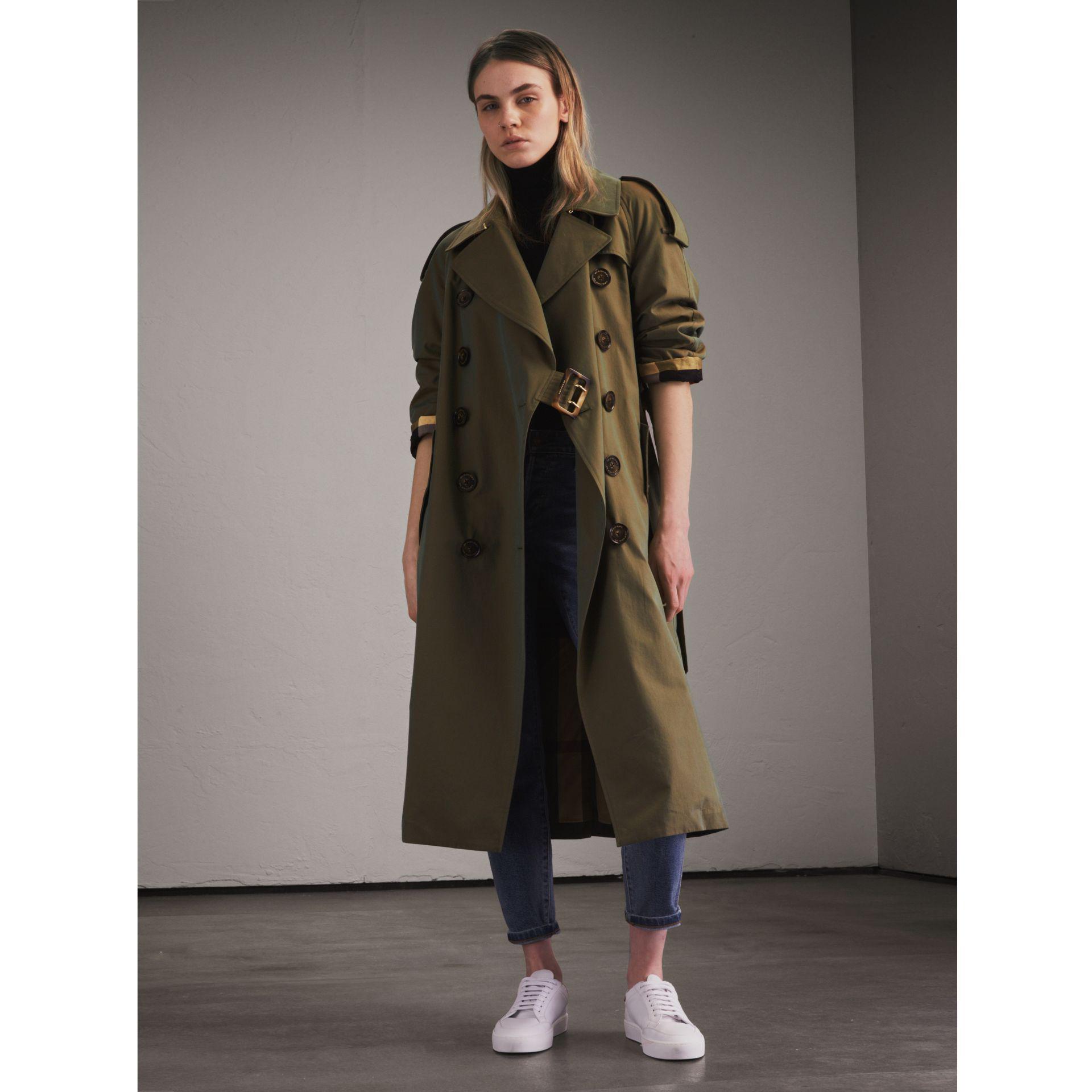 Burberry Cotton Tropical Gabardine Trench Coat in Bright Olive (Green) |  Lyst