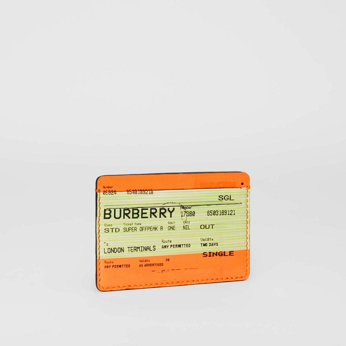Train Ticket Print Leather Card Case 