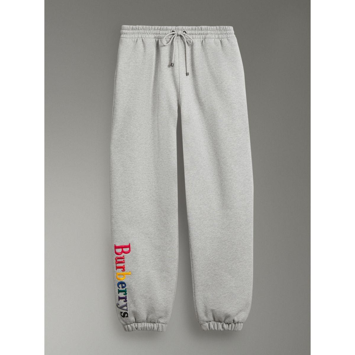 Burberry Cotton Rainbow Logo Sweatpants in Grey Melange for Men - Lyst