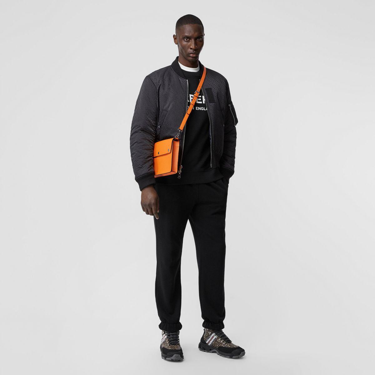 Burberry Triple Stud Grainy Leather Crossbody Bag in Bright Orange