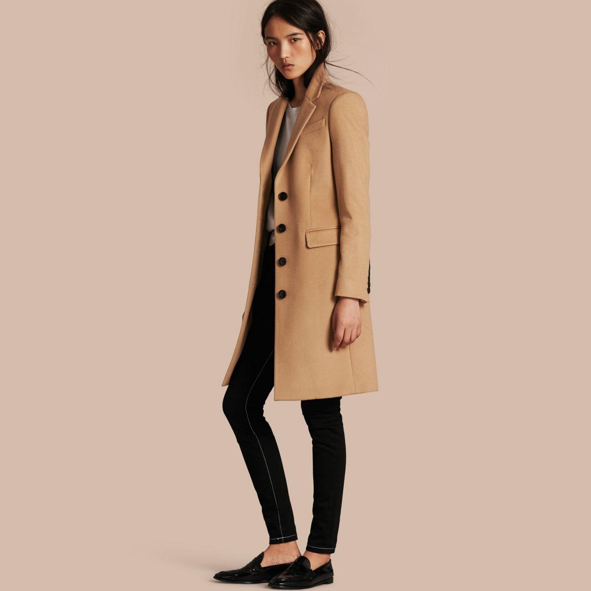 Burberry Tailored Wool Cashmere Coat in Camel (Natural) | Lyst