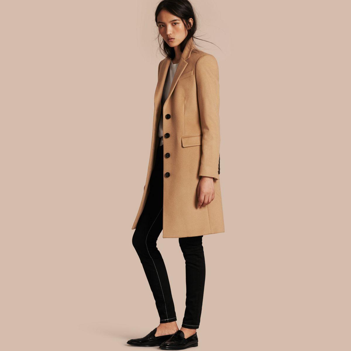 Burberry Tailored Wool Cashmere Coat in Natural | Lyst