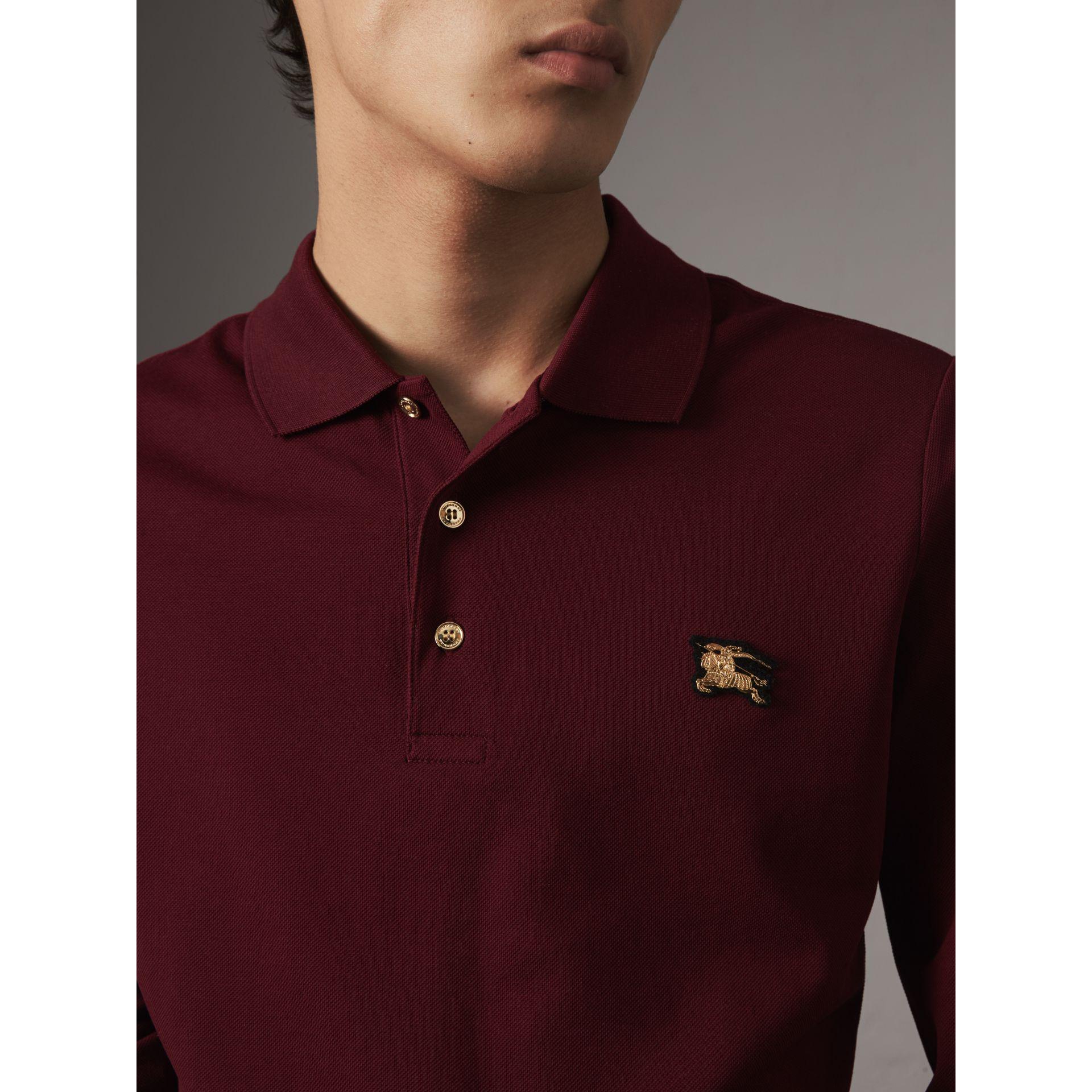 burgundy burberry polo