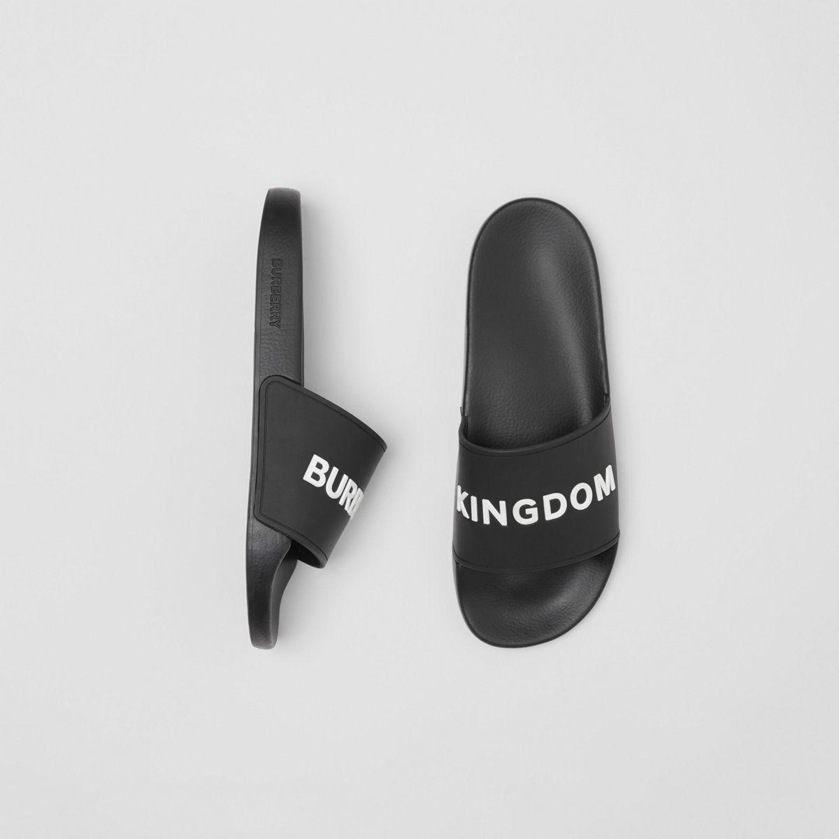 Burberry Kingdom Motif Slides in Black for Men | Lyst