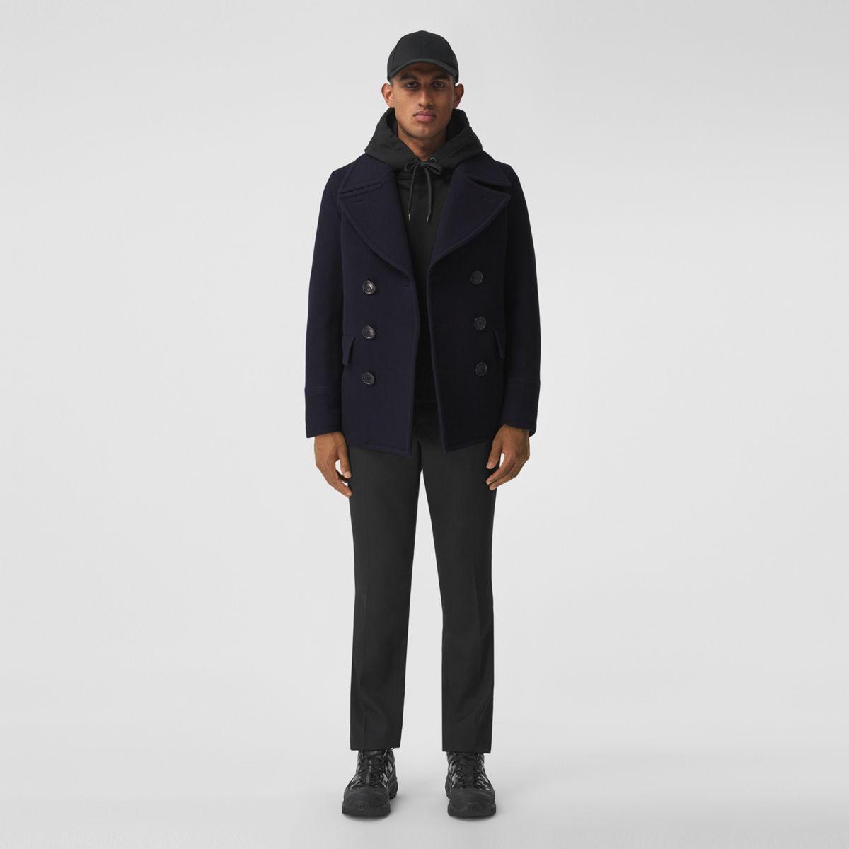 Burberry Wool Blend Pea Coat in Navy Blue (Blue) for Men - Save 15% | Lyst