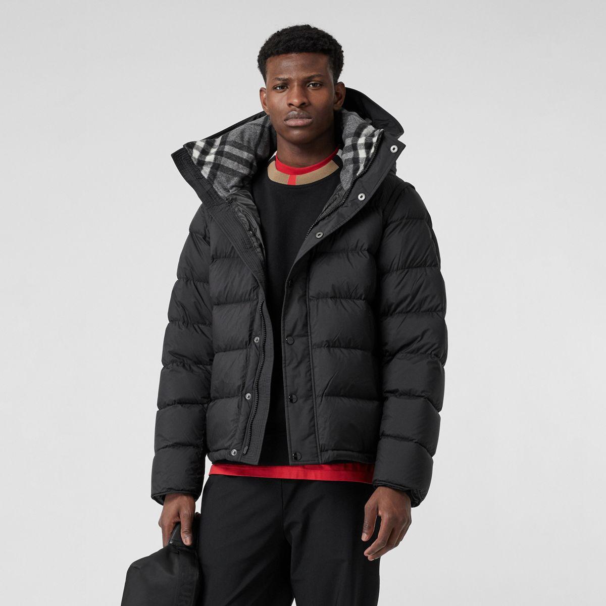 burberry detachable sleeve hooded puffer jacket