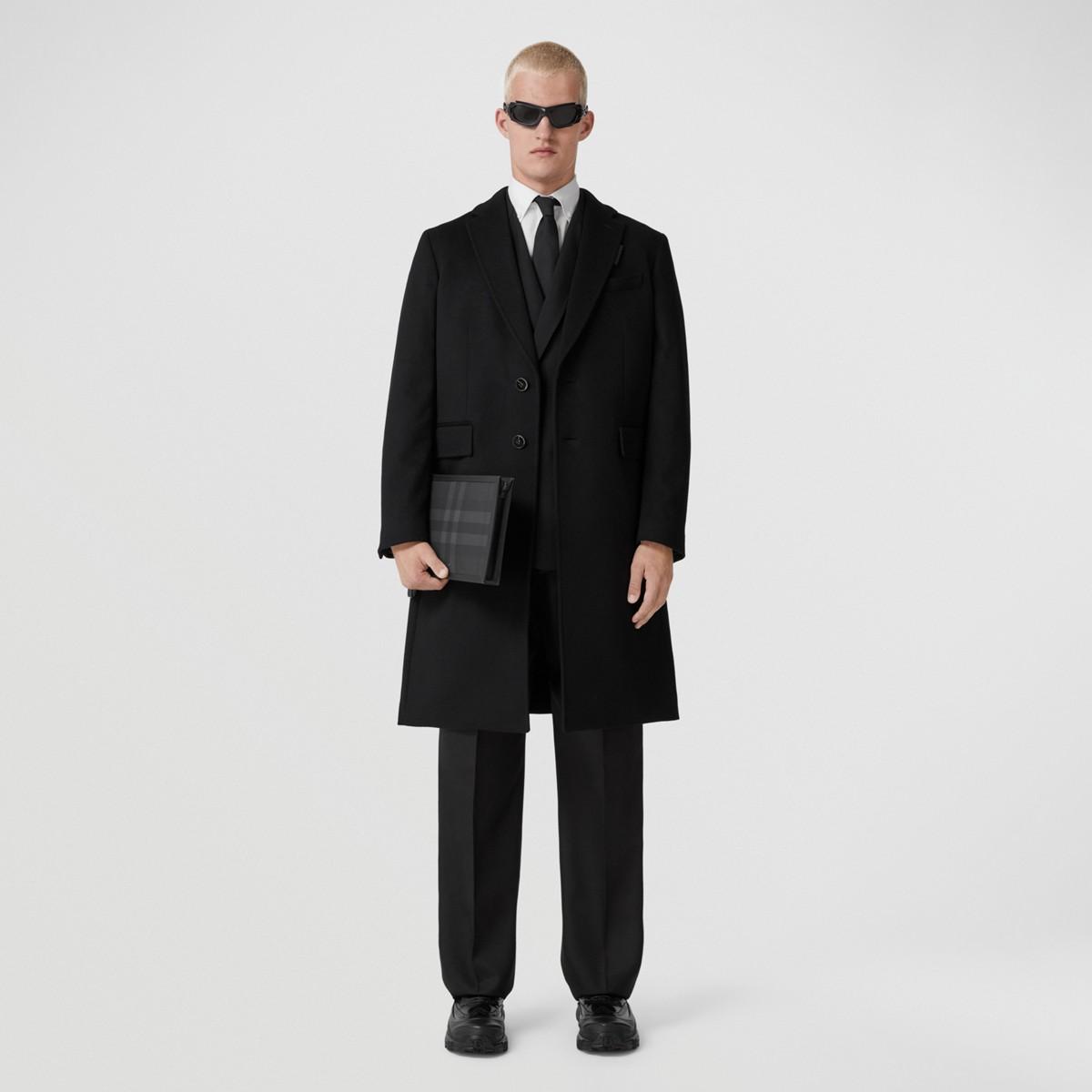 Burberry Wool Cashmere Tailored Coat in Black for Men | Lyst