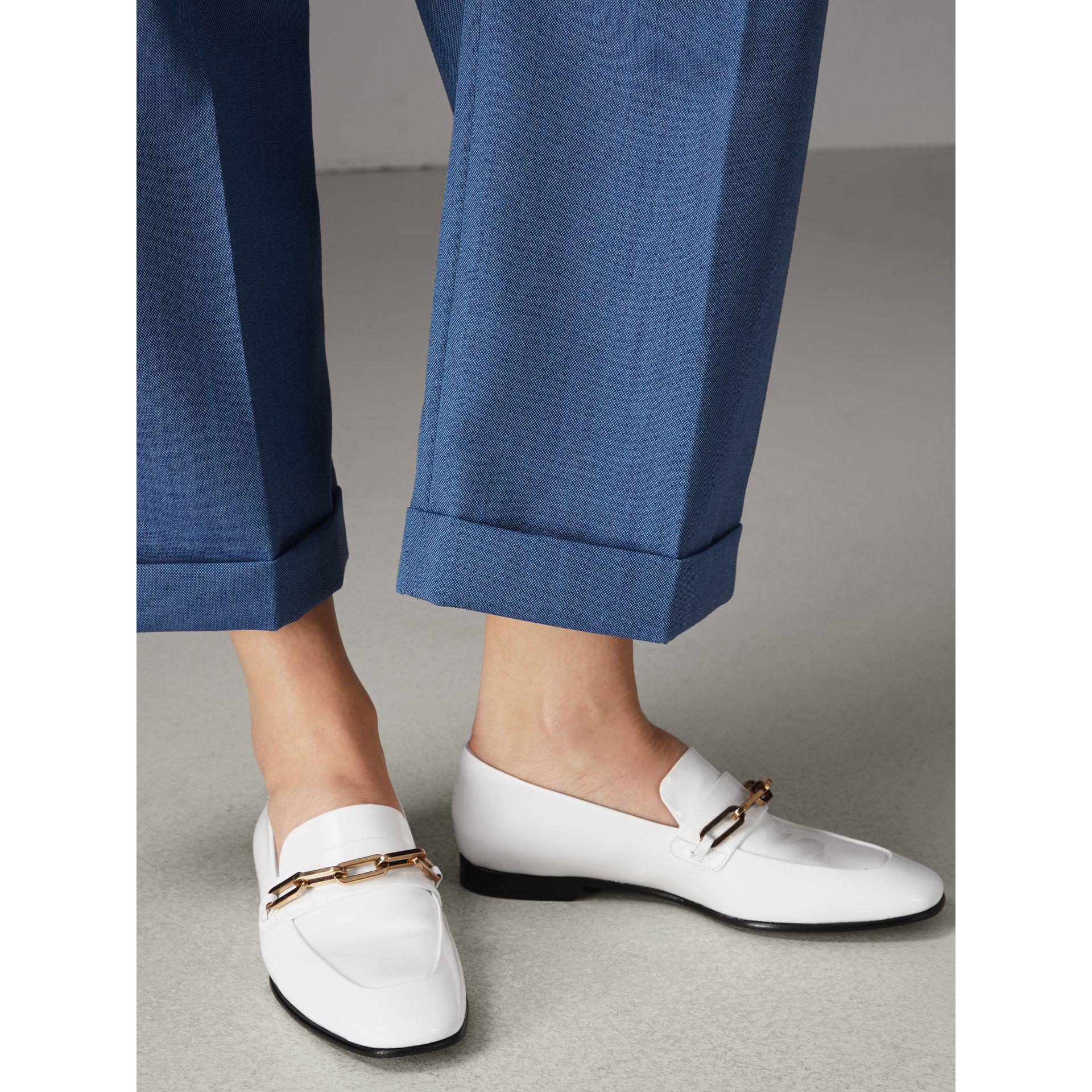 burberry link detail patent leather loafers