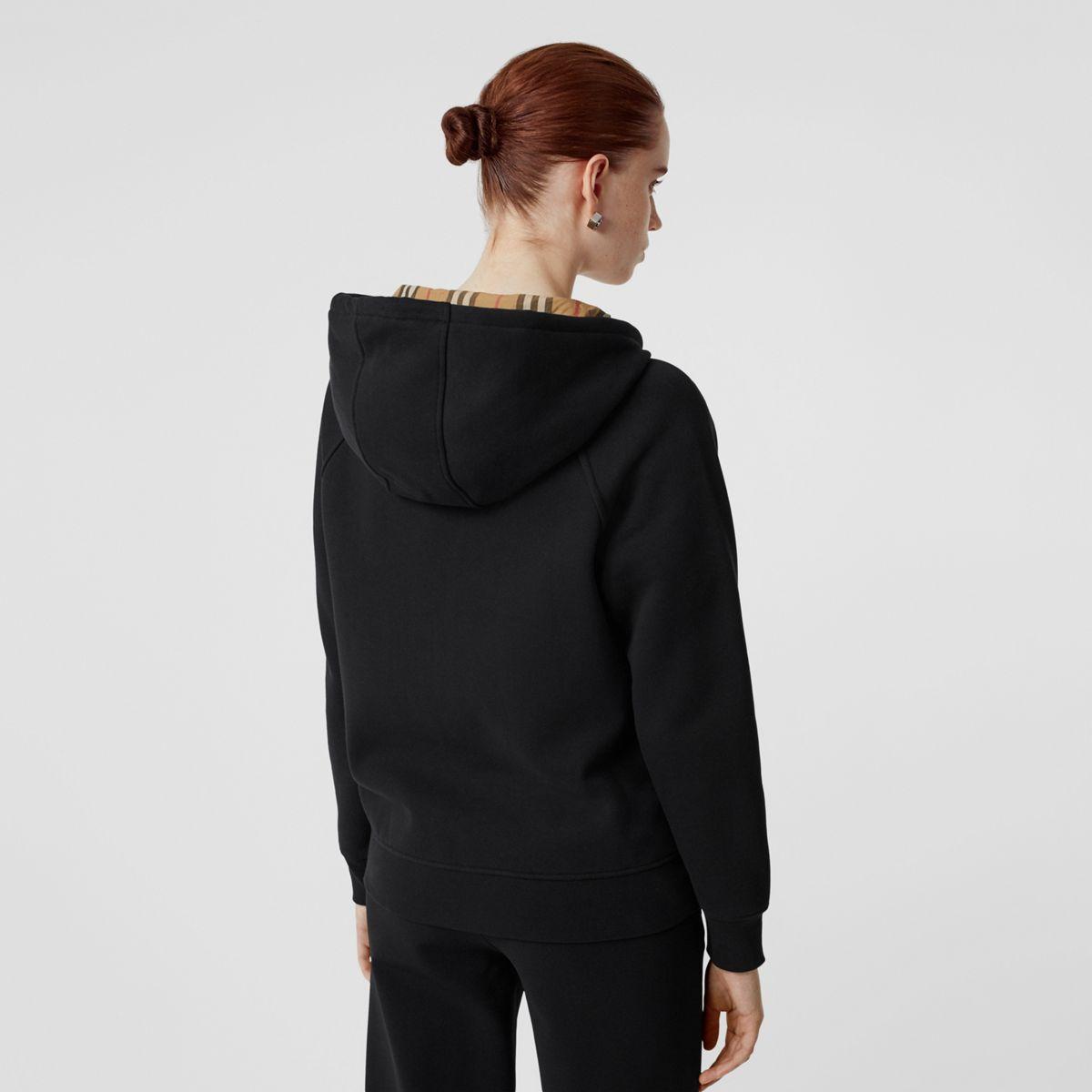 burberry vintage check detail jersey hooded top