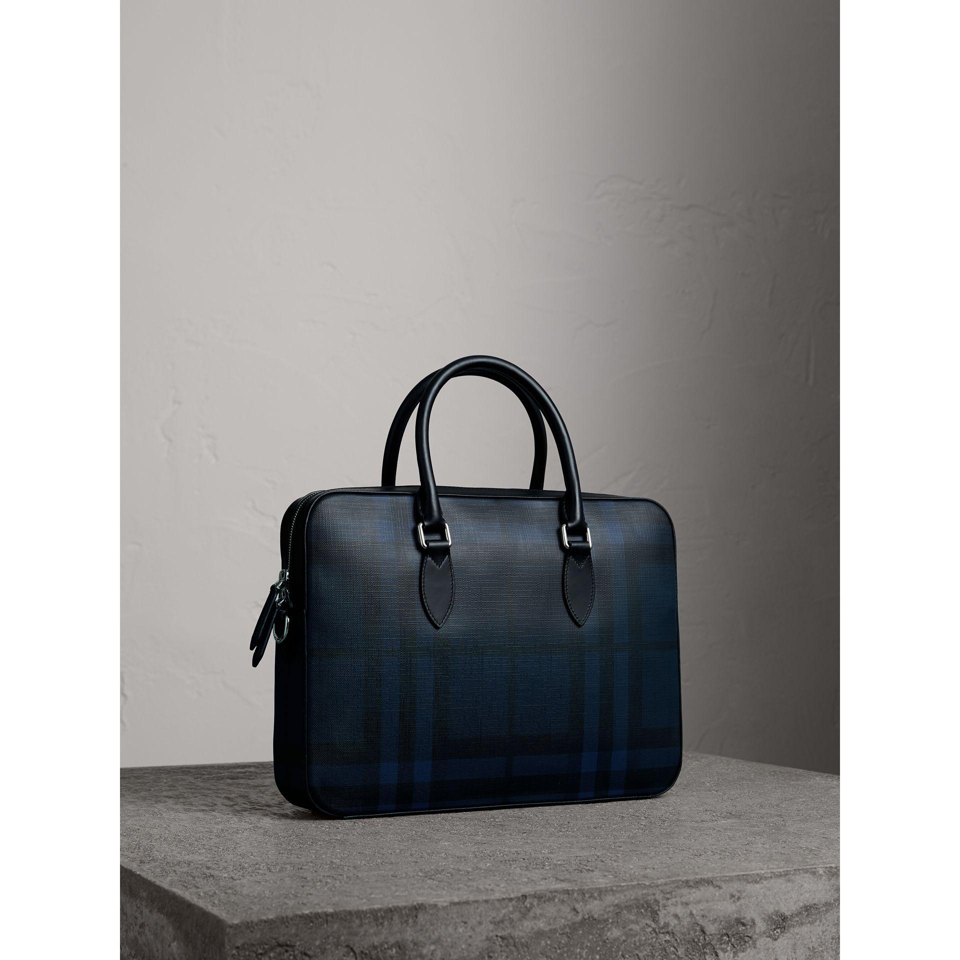 Burberry Medium Leather Trim London Check Briefcase Navy/black in Blue for  Men | Lyst