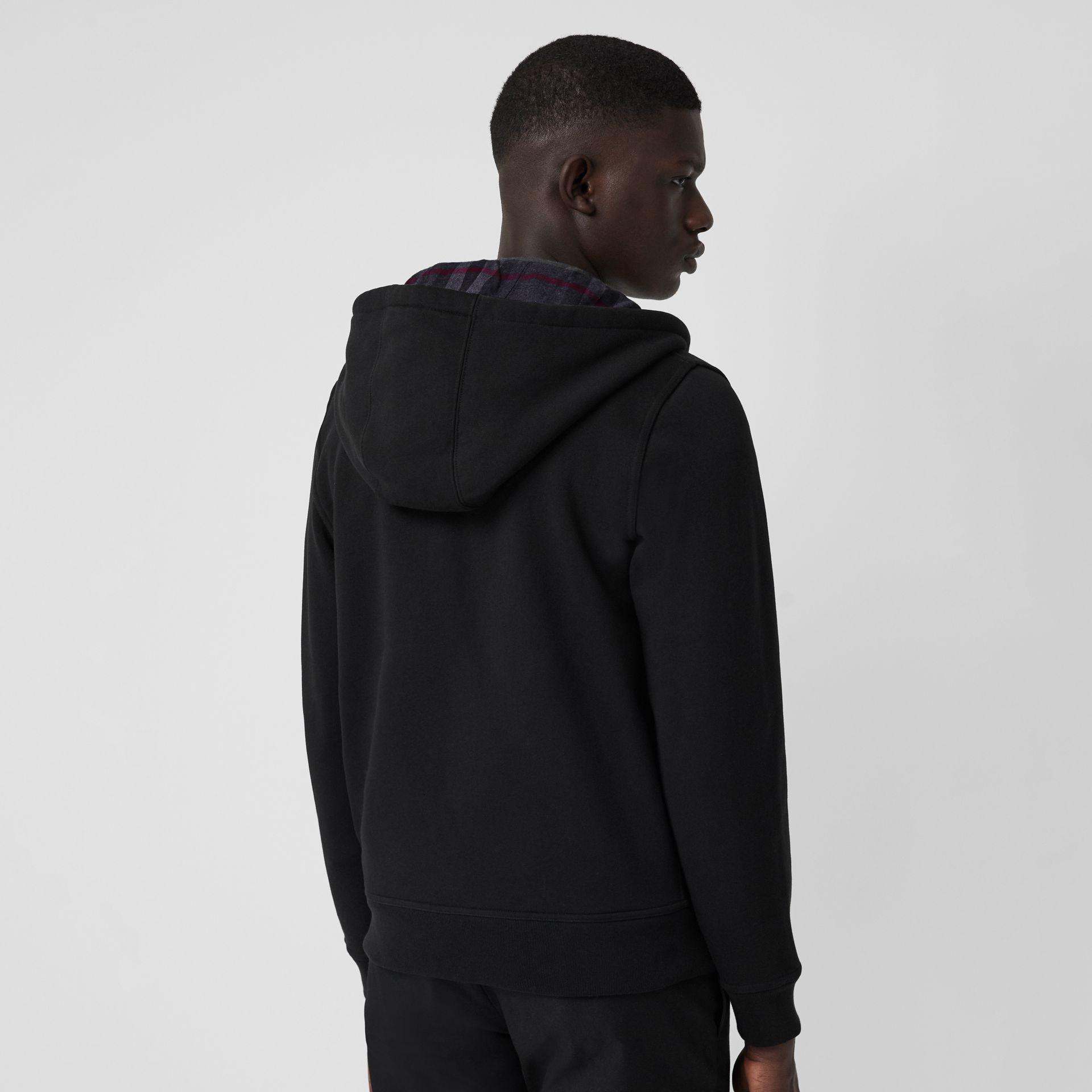 burberry check detail jersey hooded top