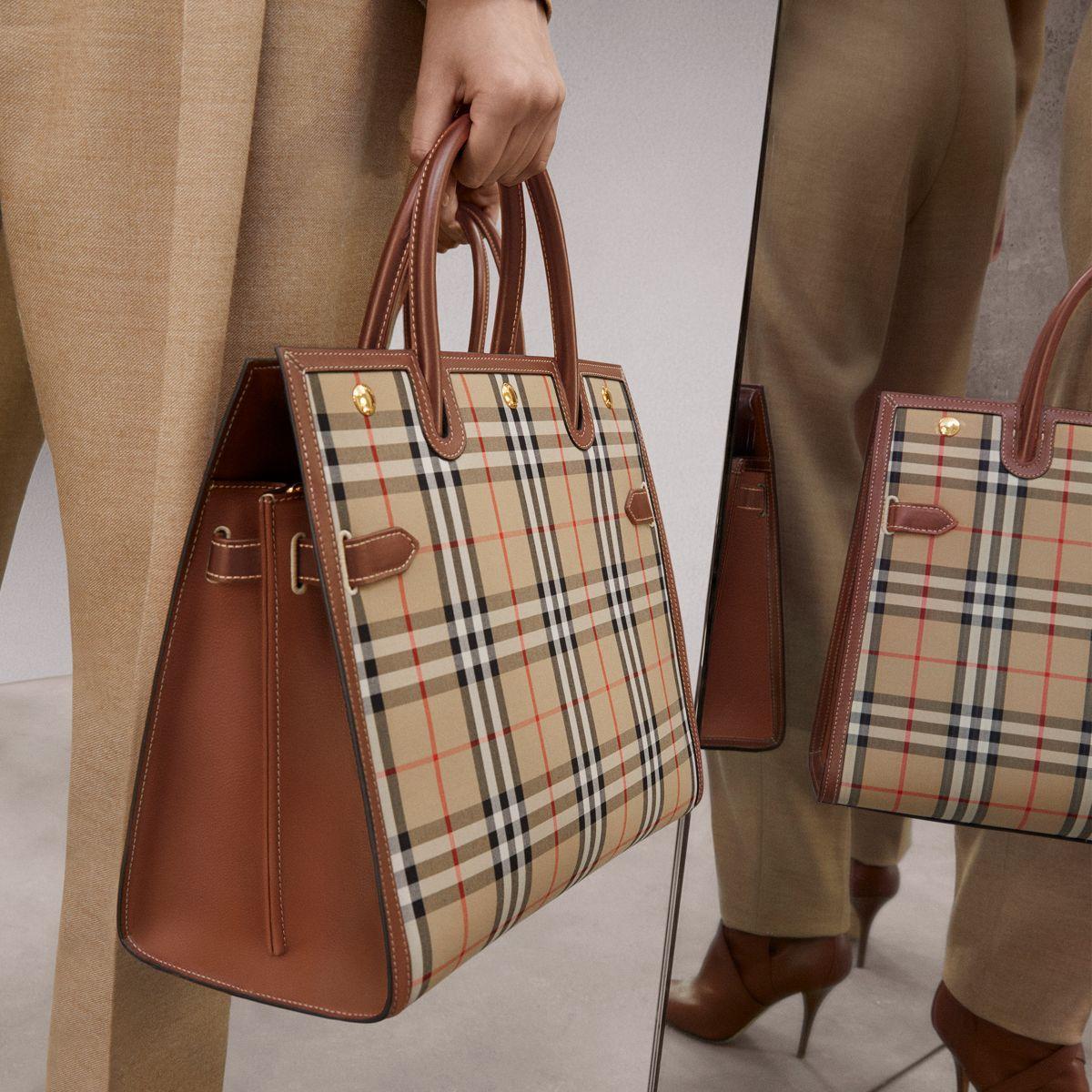 Burberry Small Vintage Check Two-handle Title Bag | Lyst