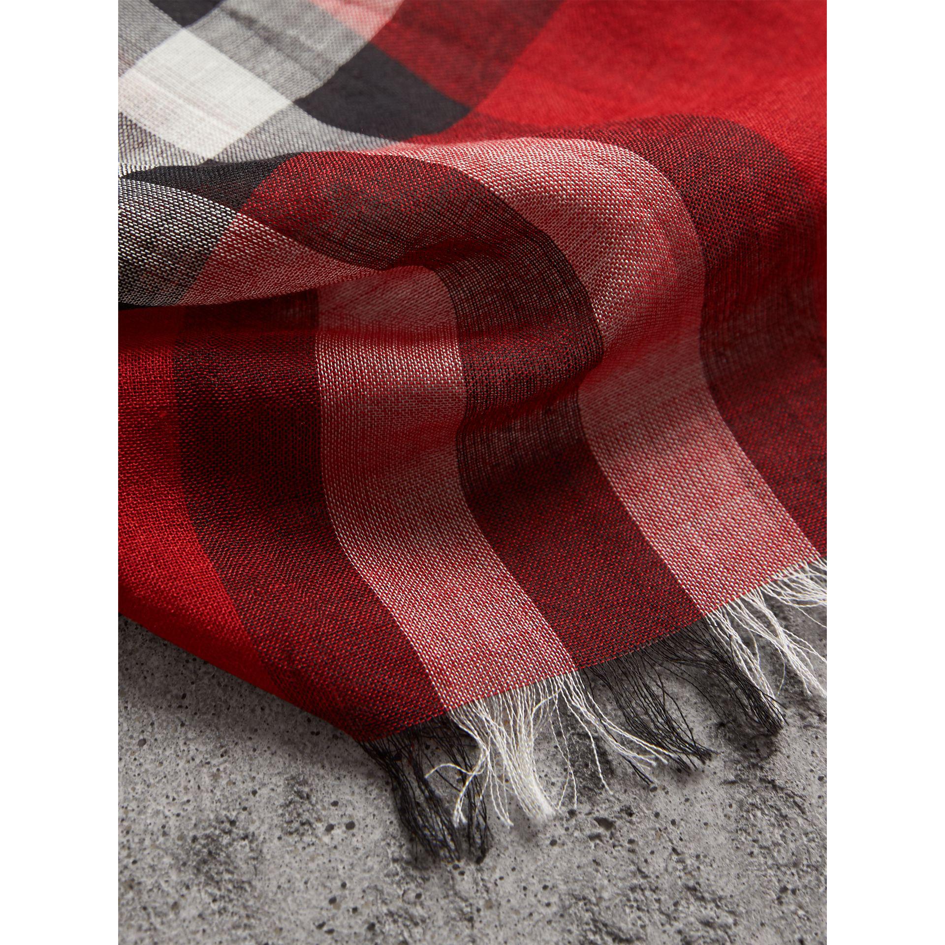 Burberry Lightweight Check Wool And Silk Scarf Parade Red - Lyst