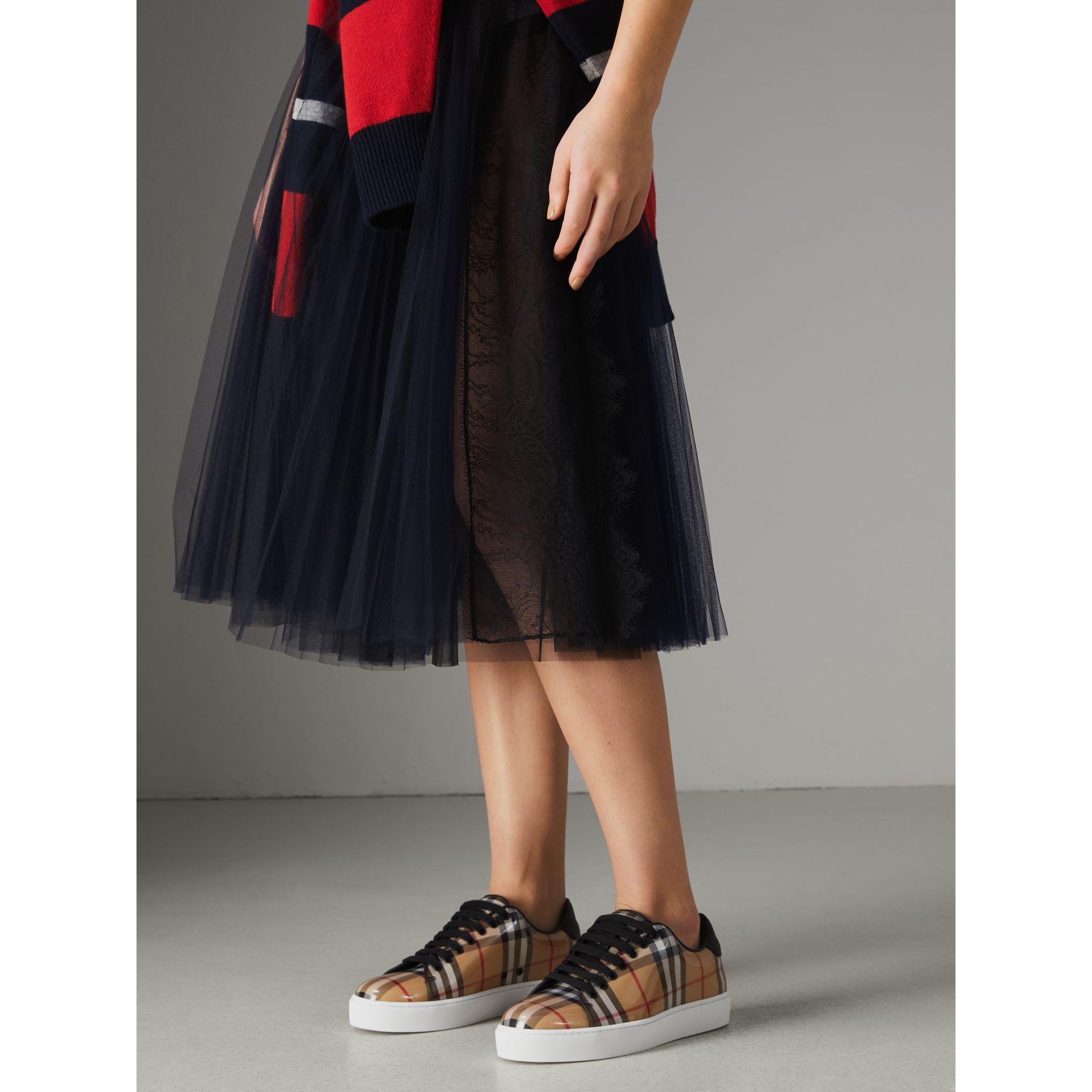 burberry vintage check and leather sneakers