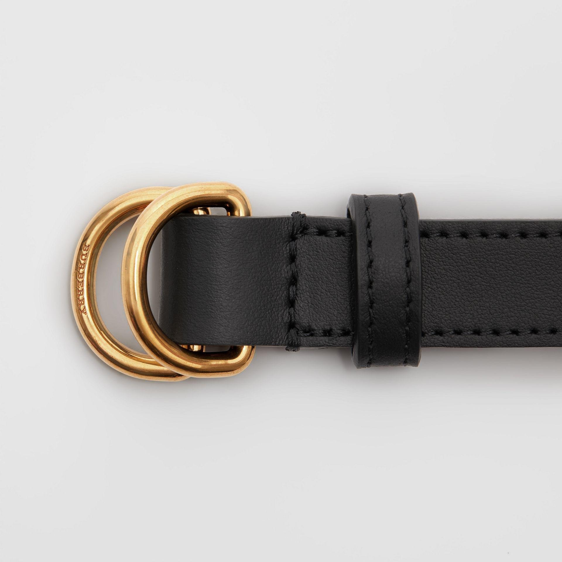Burberry Slim Leather Double D-ring Belt in Black | Lyst