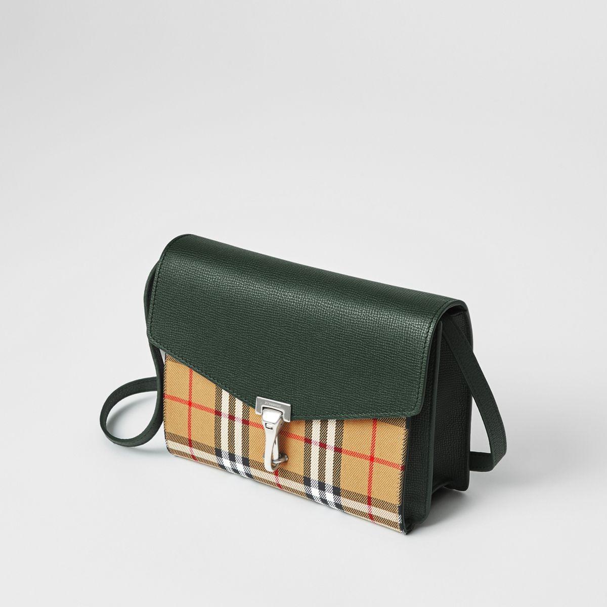 Burberry Small Vintage Check And Leather Crossbody Bag in Green Lyst