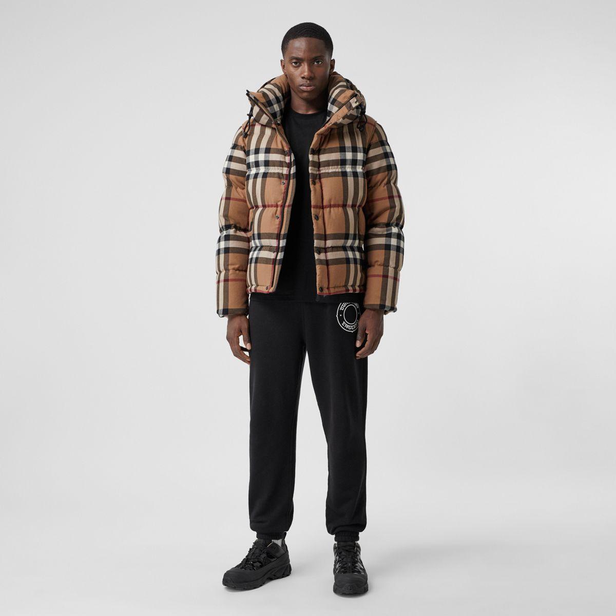 Burberry Detachable Sleeve Check Cotton Hooded Puffer Jacket for Men Lyst UK