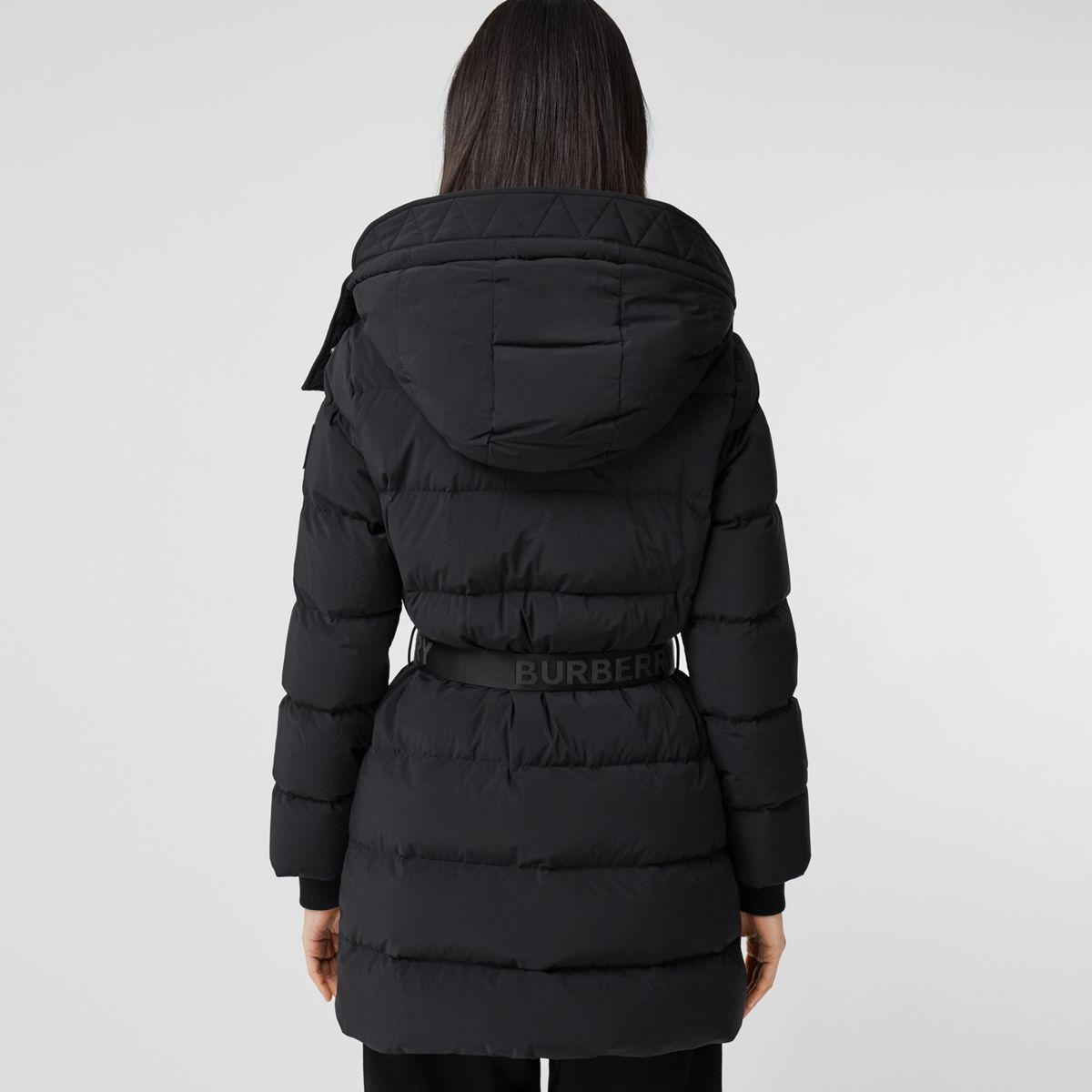 burberry detachable hood belted puffer coat