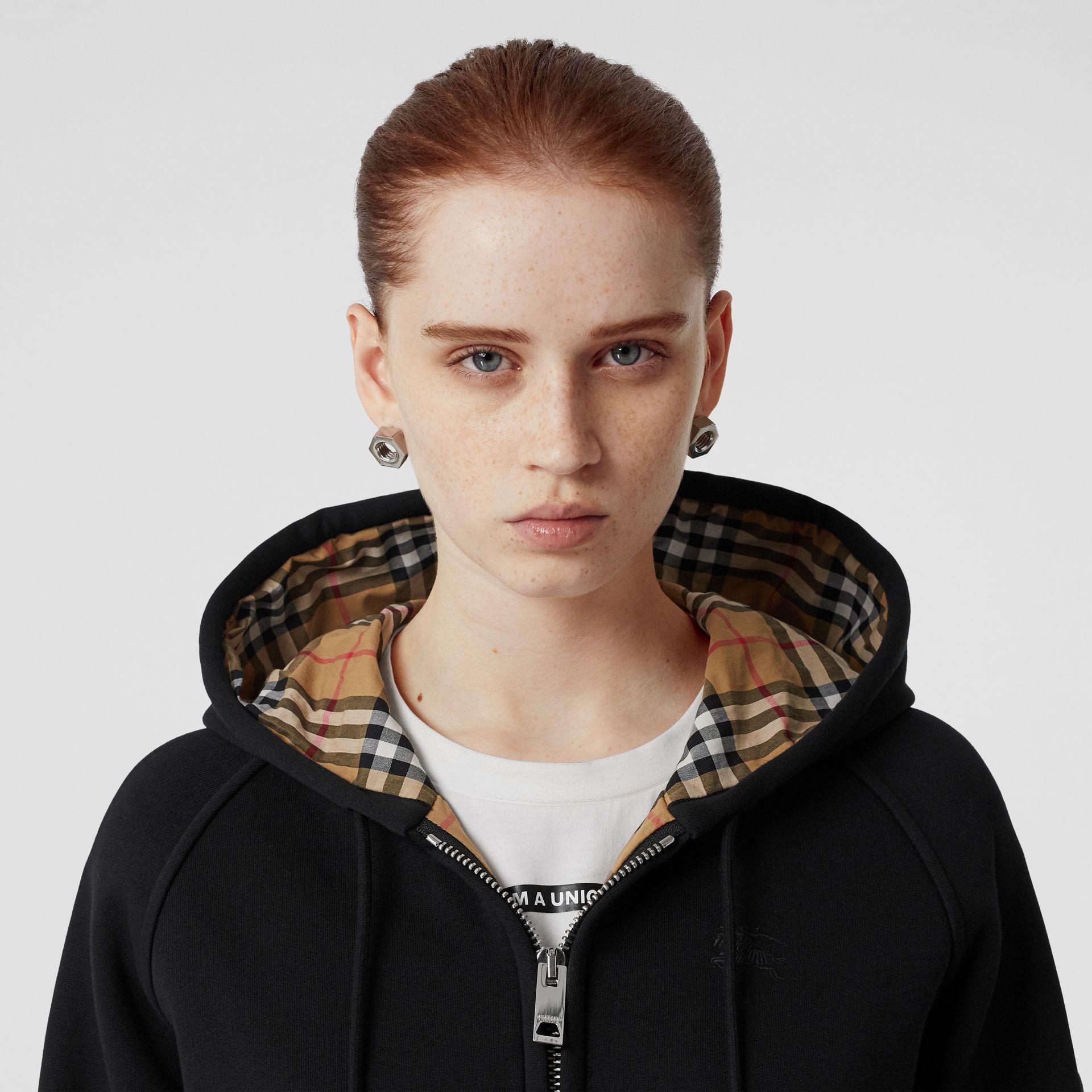 Burberry Vintage Check Lined Zip-front Hoodie in Black | Lyst Canada