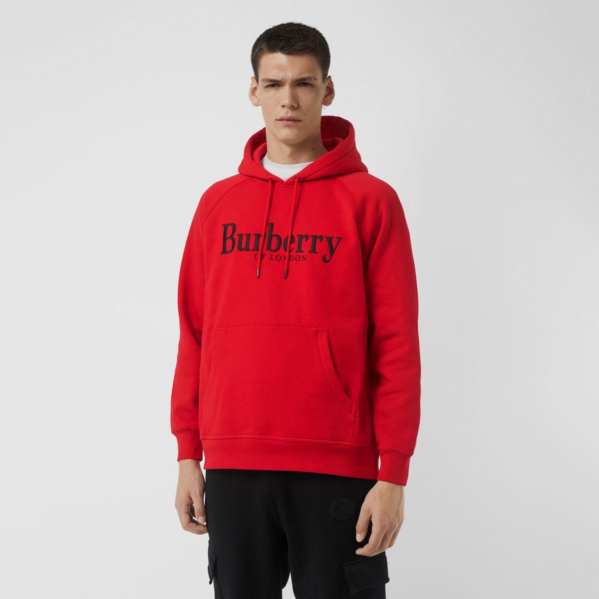 Burberry Logo Hoodie in Red for Men Lyst