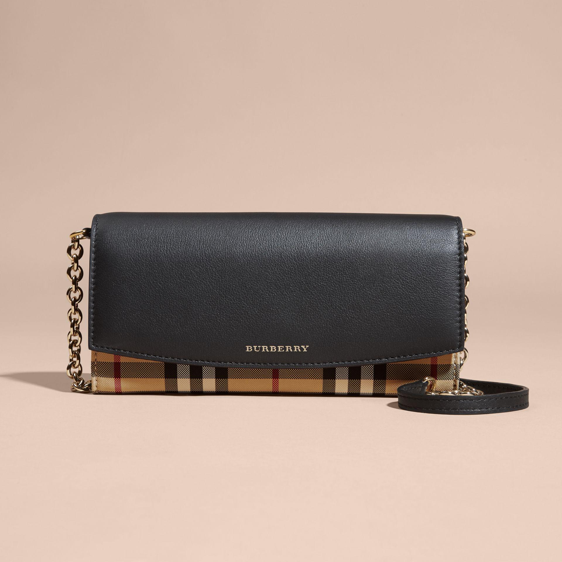 Burberry Horseferry Check And Leather Wallet With Chain Black | Lyst UK