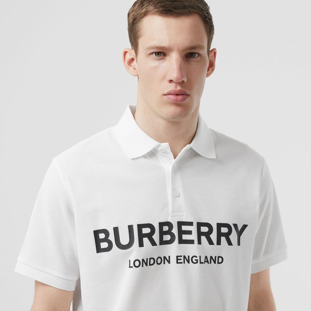 Authentic Burberry London Big Logo 100% Cotton Pique S/S Polo