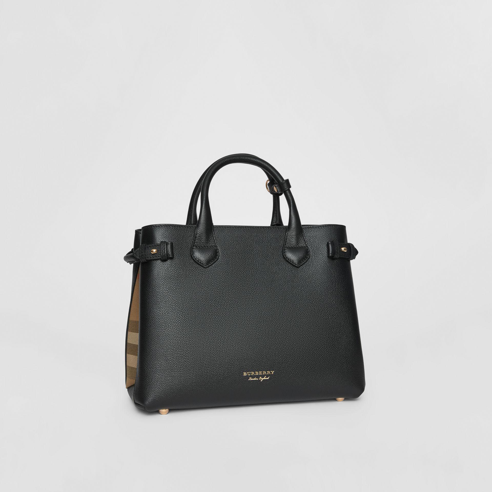 Burberry Canvas The Medium Banner In Leather And House Check Black | Lyst