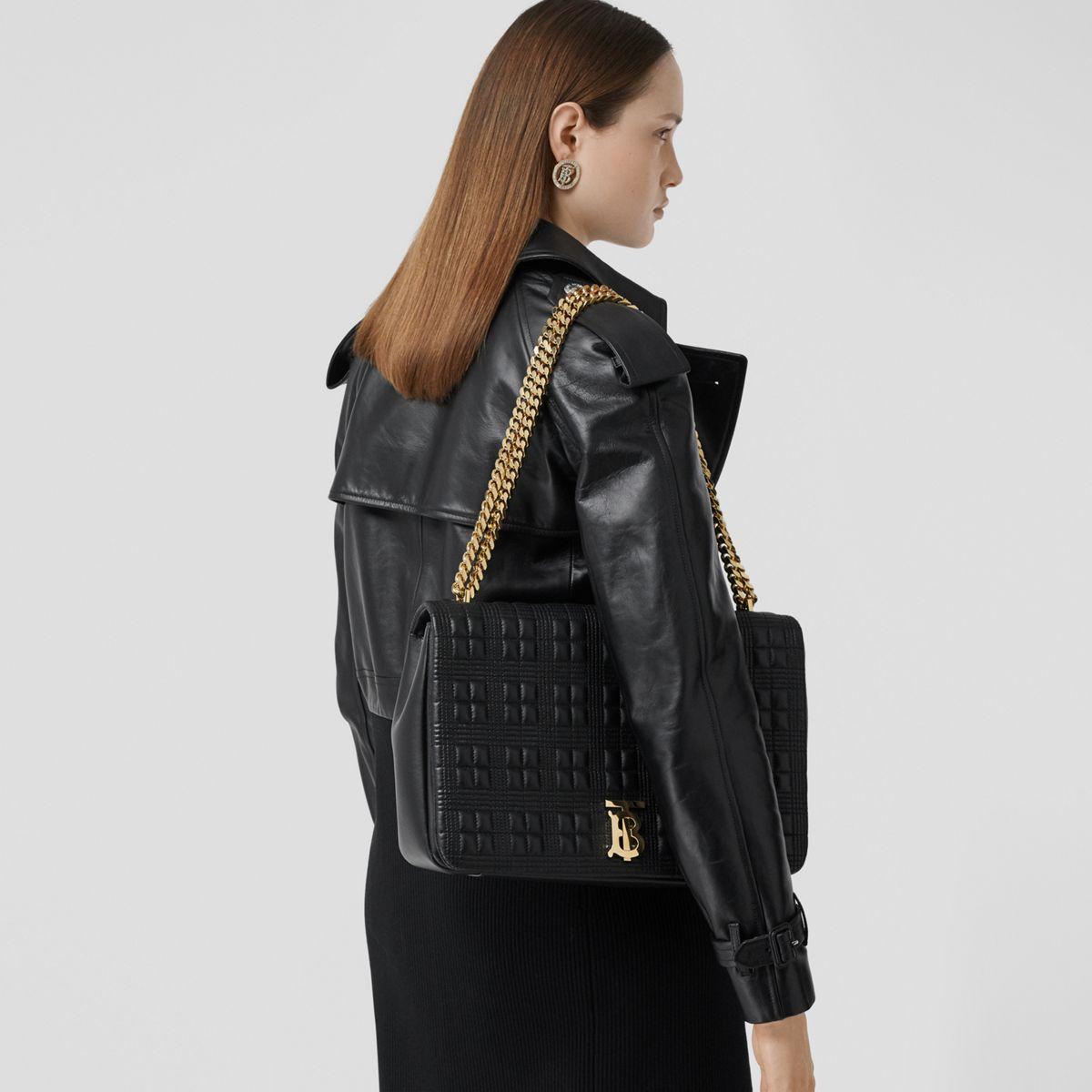 Burberry Extra Large Quilted Lambskin Lola Bag in Black | Lyst