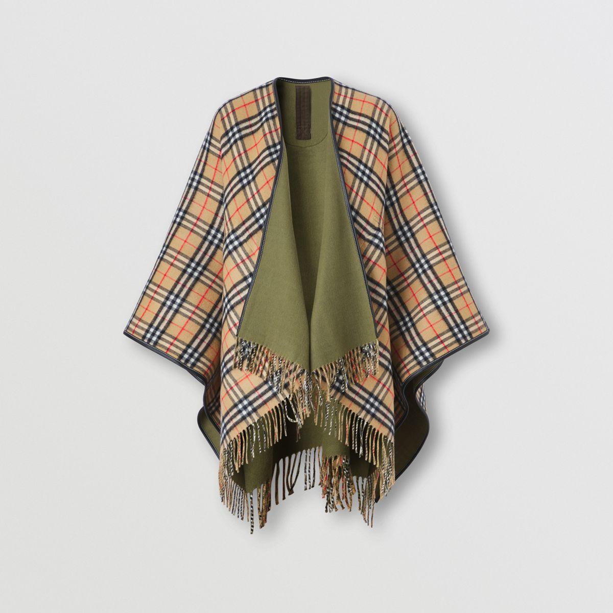 burberry check wool cashmere cape