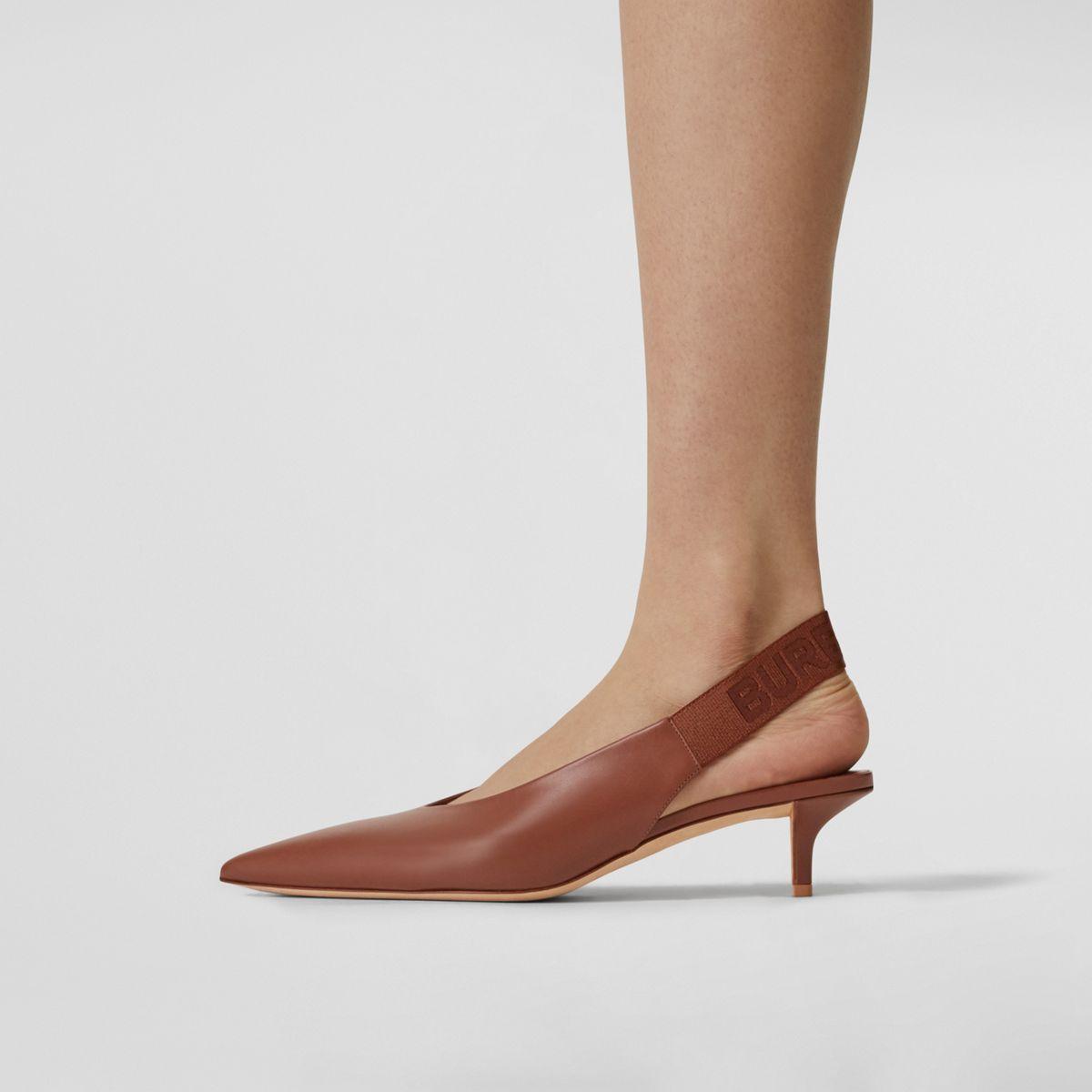 Burberry Leather Slingback Pumps in Tan (Brown) | Lyst