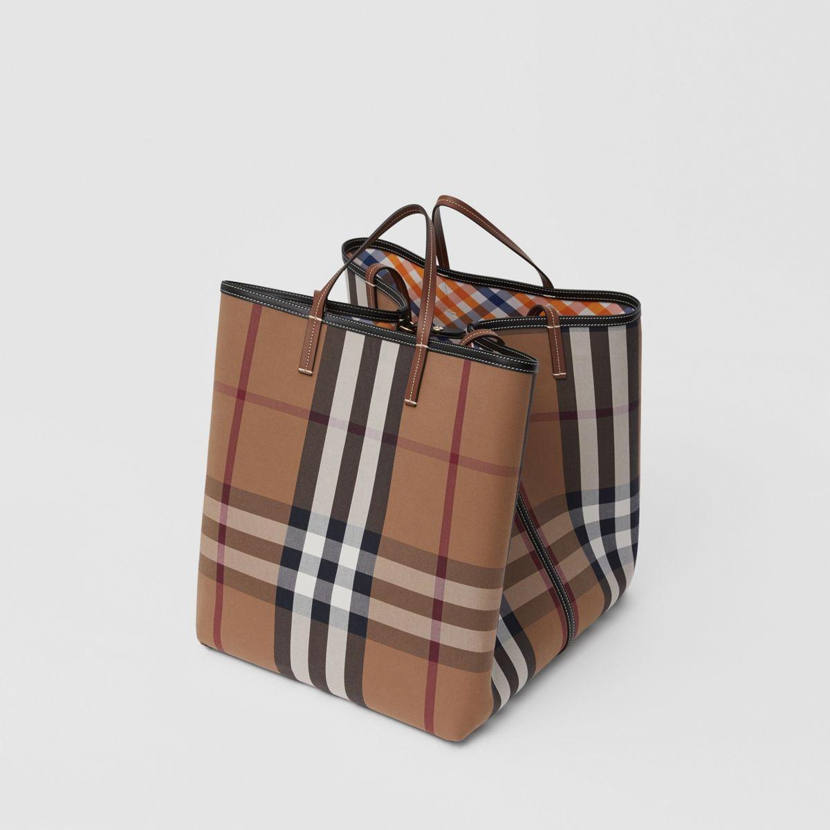 Burberry Extra Large Check Cotton Beach Tote in Brown | Lyst