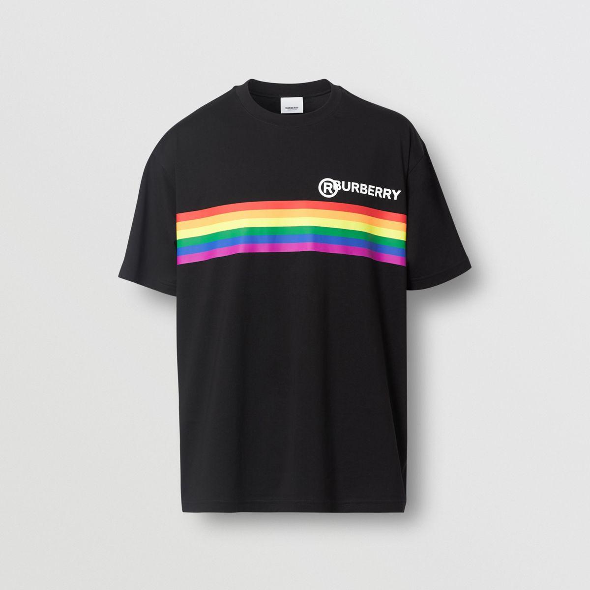 Burberry Rainbow Stripe Print Cotton Oversized T-shirt in Black for Men |  Lyst