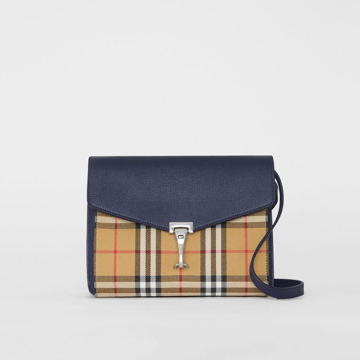 Burberry Small Vintage Check And Leather Crossbody Bag in Blue Lyst