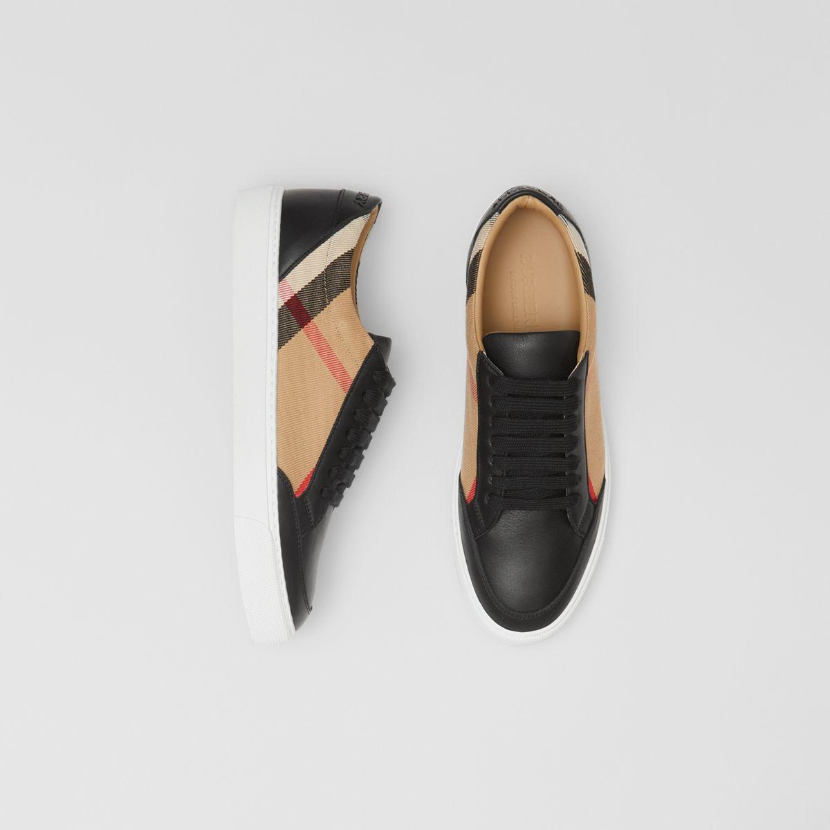 burberry leather and house check sneakers