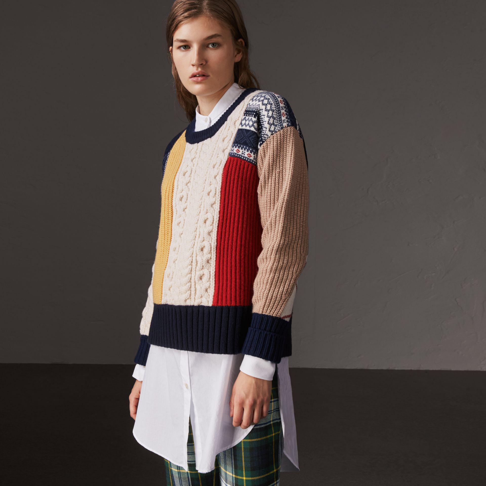 Burberry Wool Cashmere Patchwork Sweater | Lyst