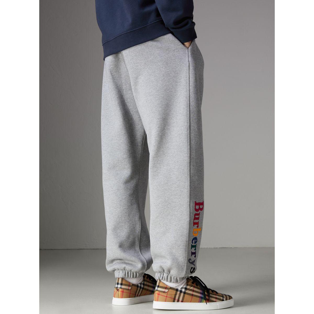 Burberry Cotton Rainbow Logo Sweatpants in Light Grey (Gray) for Men | Lyst