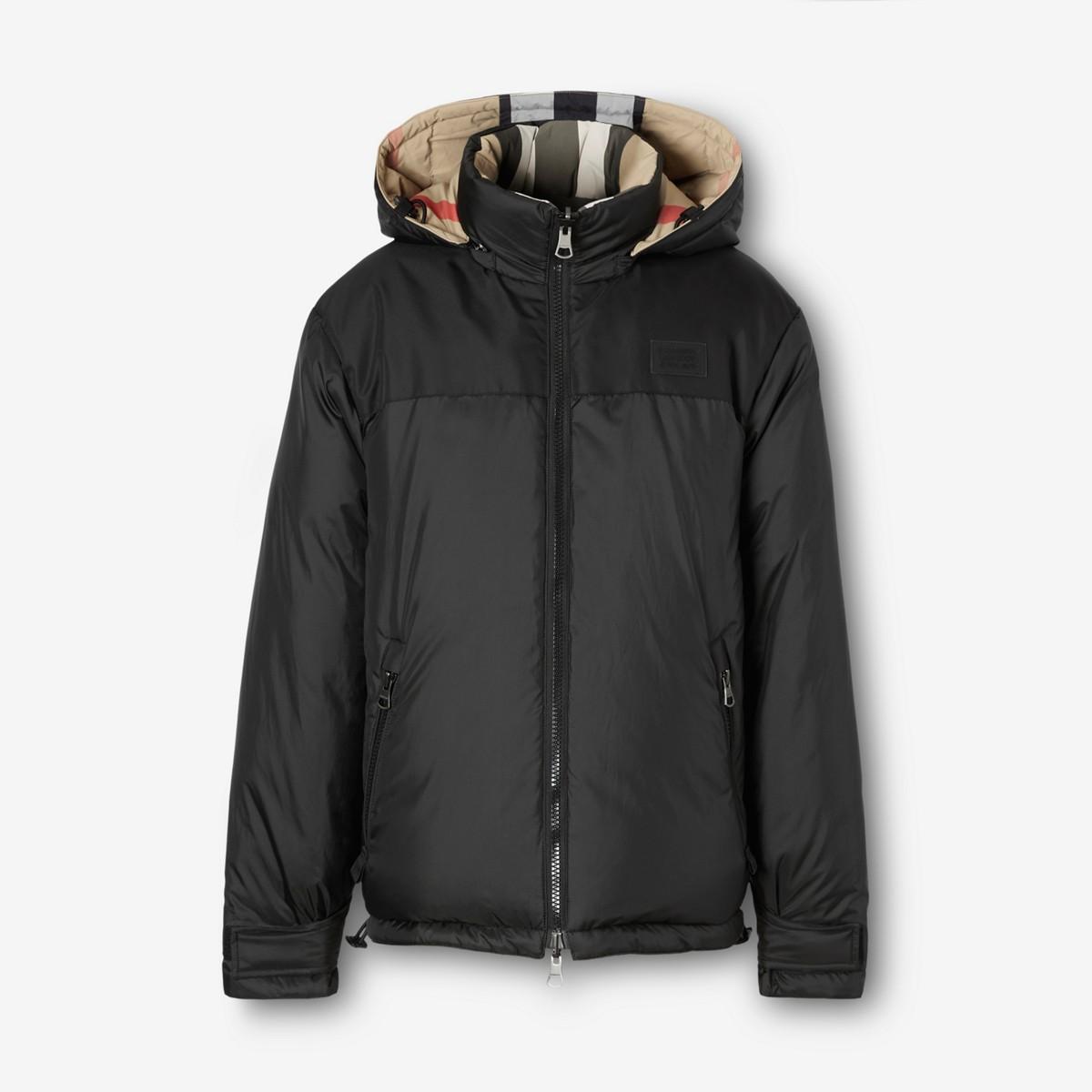 Burberry Reversible Check Nylon Puffer Jacket in Black for Men | Lyst