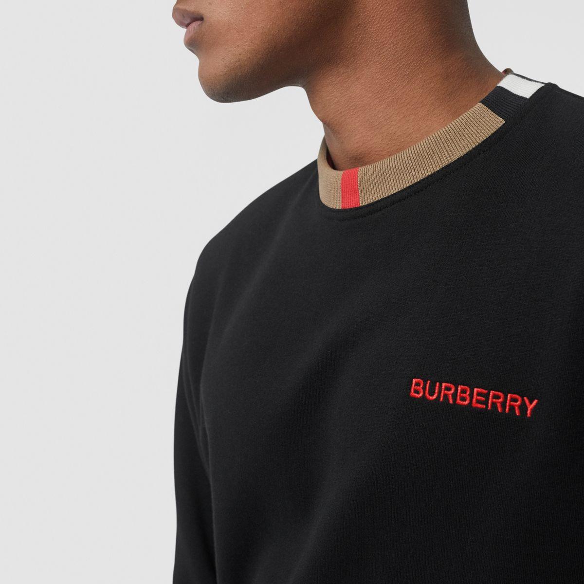 Burberry Cotton Icon Stripe Sweatshirt in Black for Men | Lyst