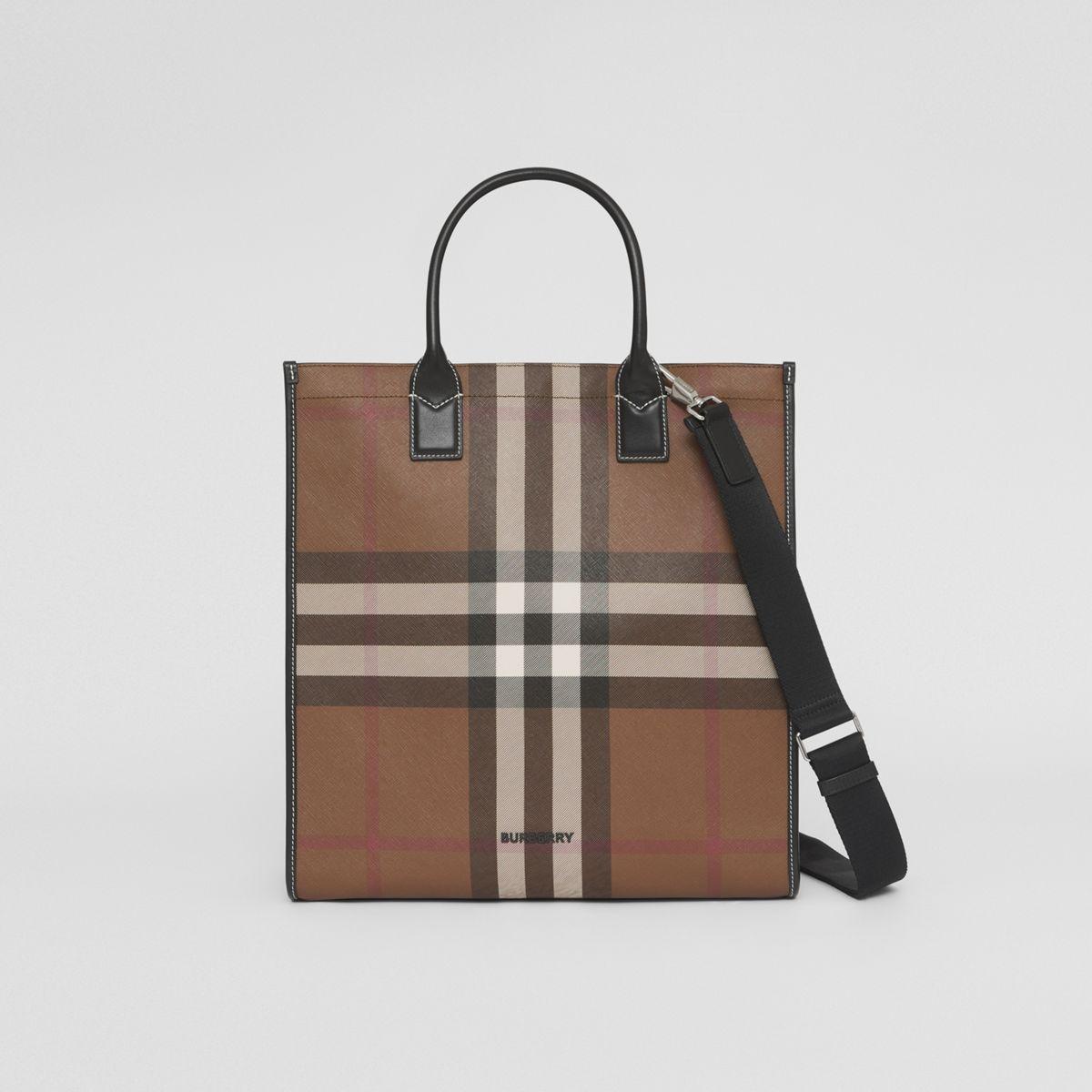 Burberry Canvas Check And Leather Tote for Men - Lyst