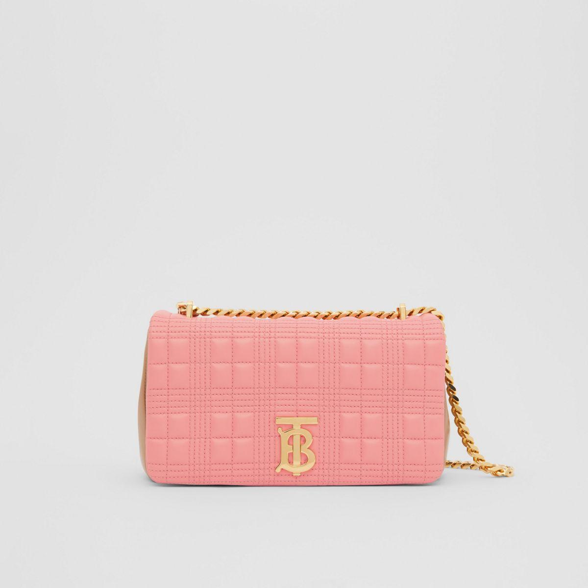 Burberry Lola Quilted Leather Twin Pouch-On-Strap Primrose Pink