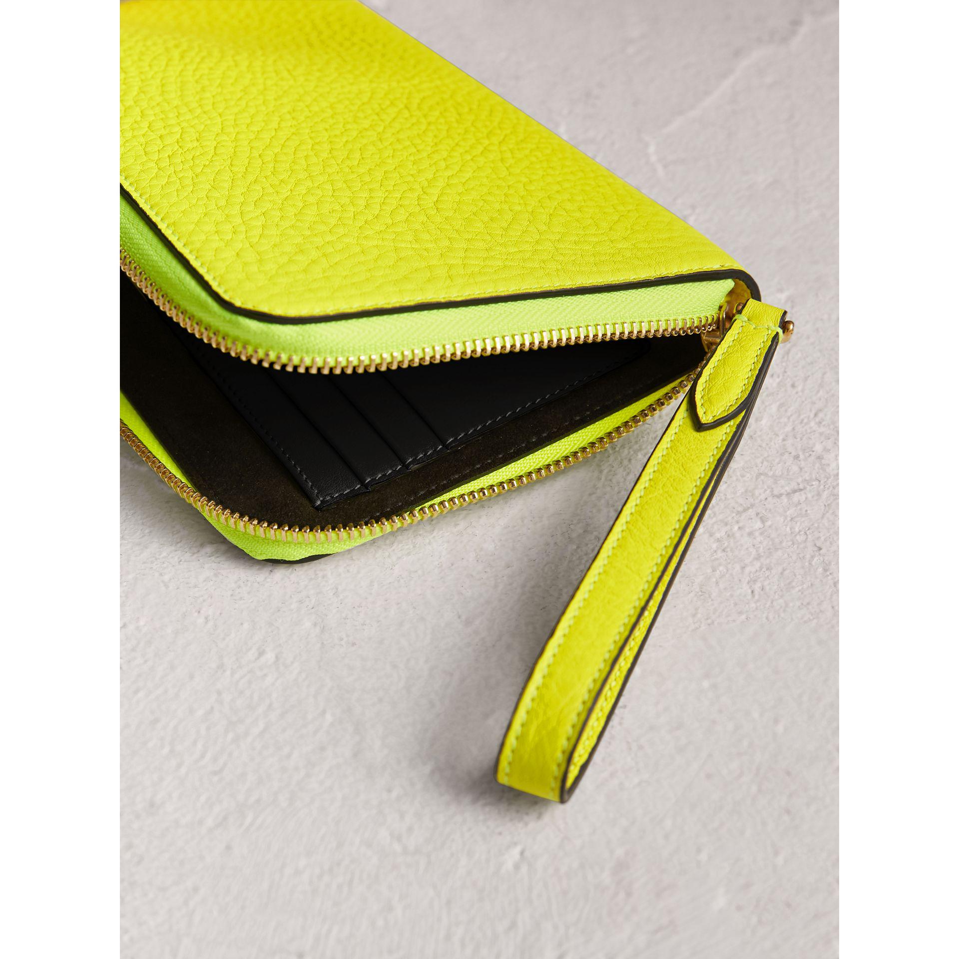 Burberry Embossed Neon Leather Travel Wallet in Yellow | Lyst