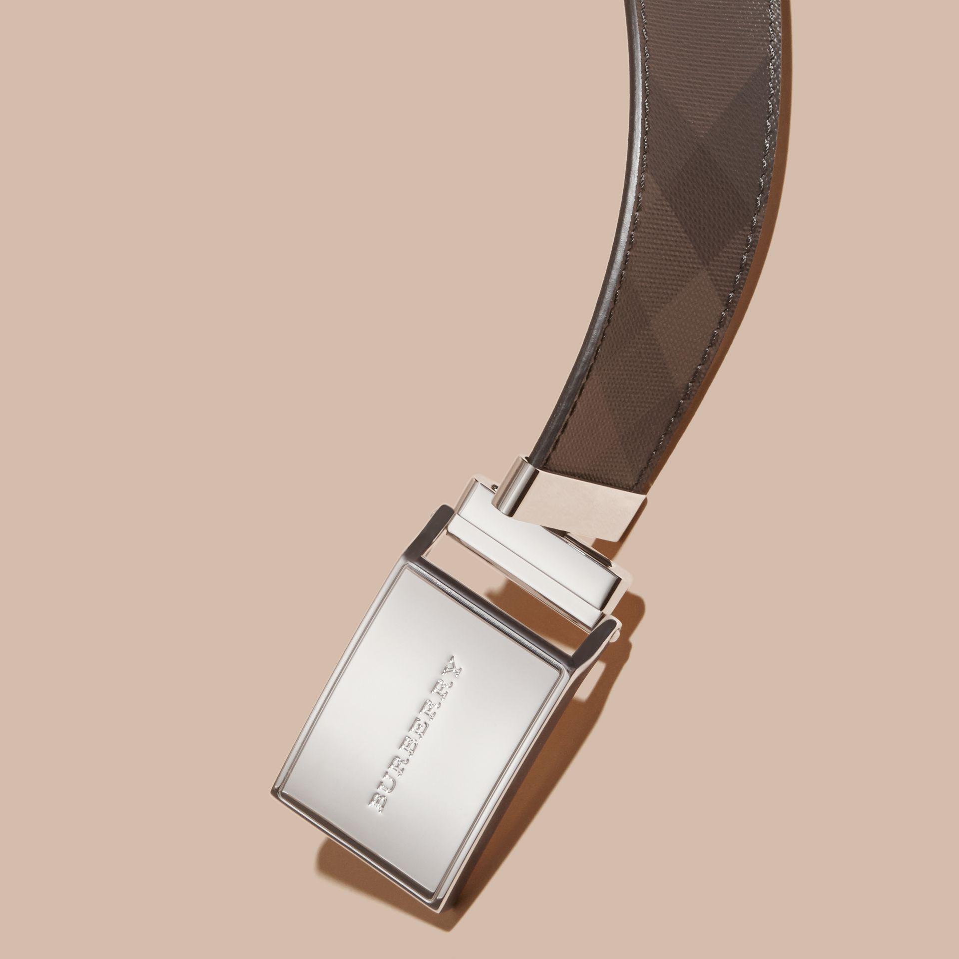 reversible london check and leather belt