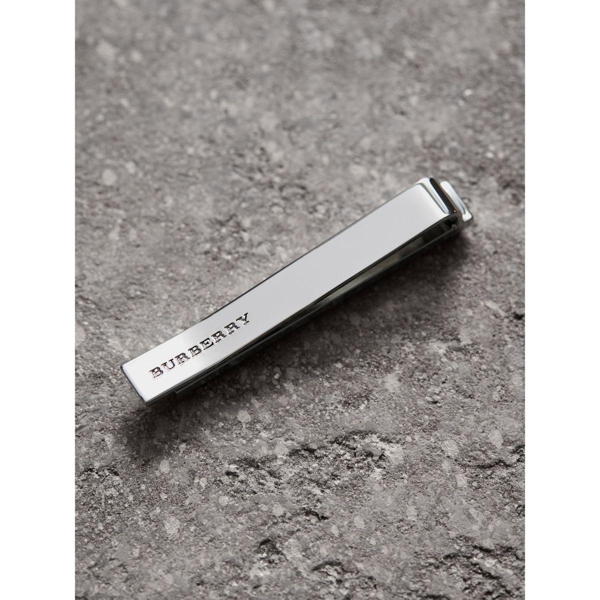 Burberry Check-engraved Tie Bar Silver in Metallic for Men - Lyst